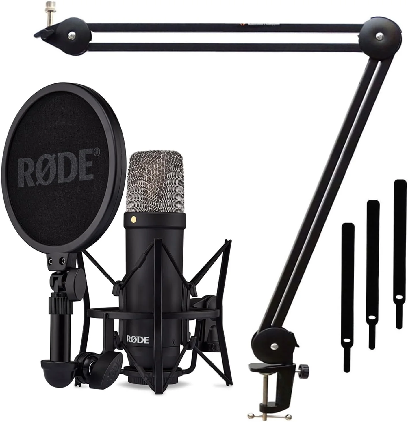 میکروفون استودیویی مشکی Rode NT1 Signature به همراه بازوی مفصلی keepdrum MS138