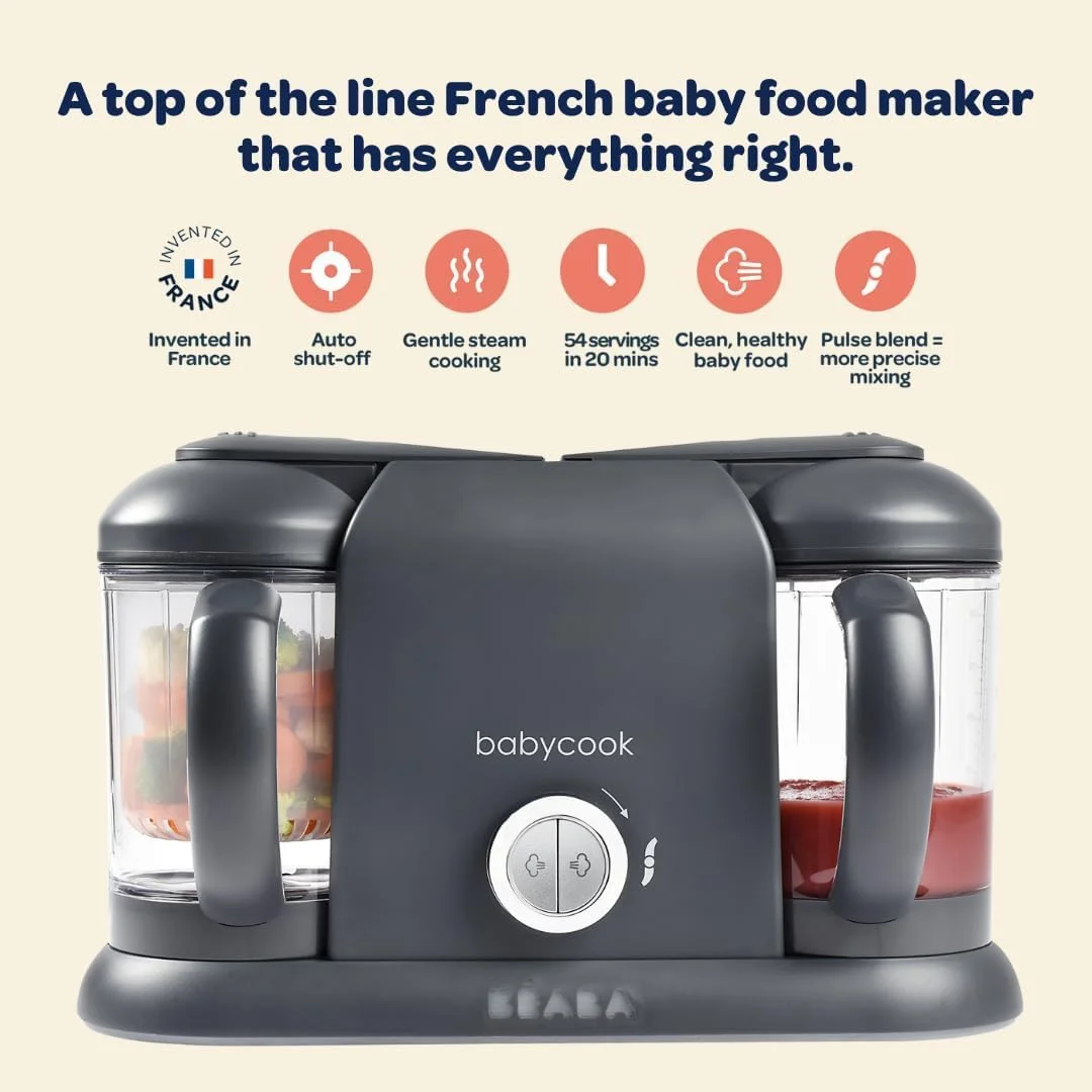 غذاساز کودک 4 در 1 BEABA Babycook Duo، پردازنده غذای کودک، مخلوط کن غذای کودک، بخارپز غذای کودک، غذای سالم و تازه کودک را در خانه درست کنید، ظرفیت 9.1 فنجان، 54 وعده در 20 دقیقه، جو دوسر غذاساز کودک 4 در 1 BEABA Babycook Duo، پردازنده غذای کودک، مخلوط کن غذای کودک، بخارپز غذای کودک، غذای سالم و تازه کودک را در خانه درست کنید، ظرفیت 9.1 فنجان، 54 وعده در 20 دقیقه، جو دوسر