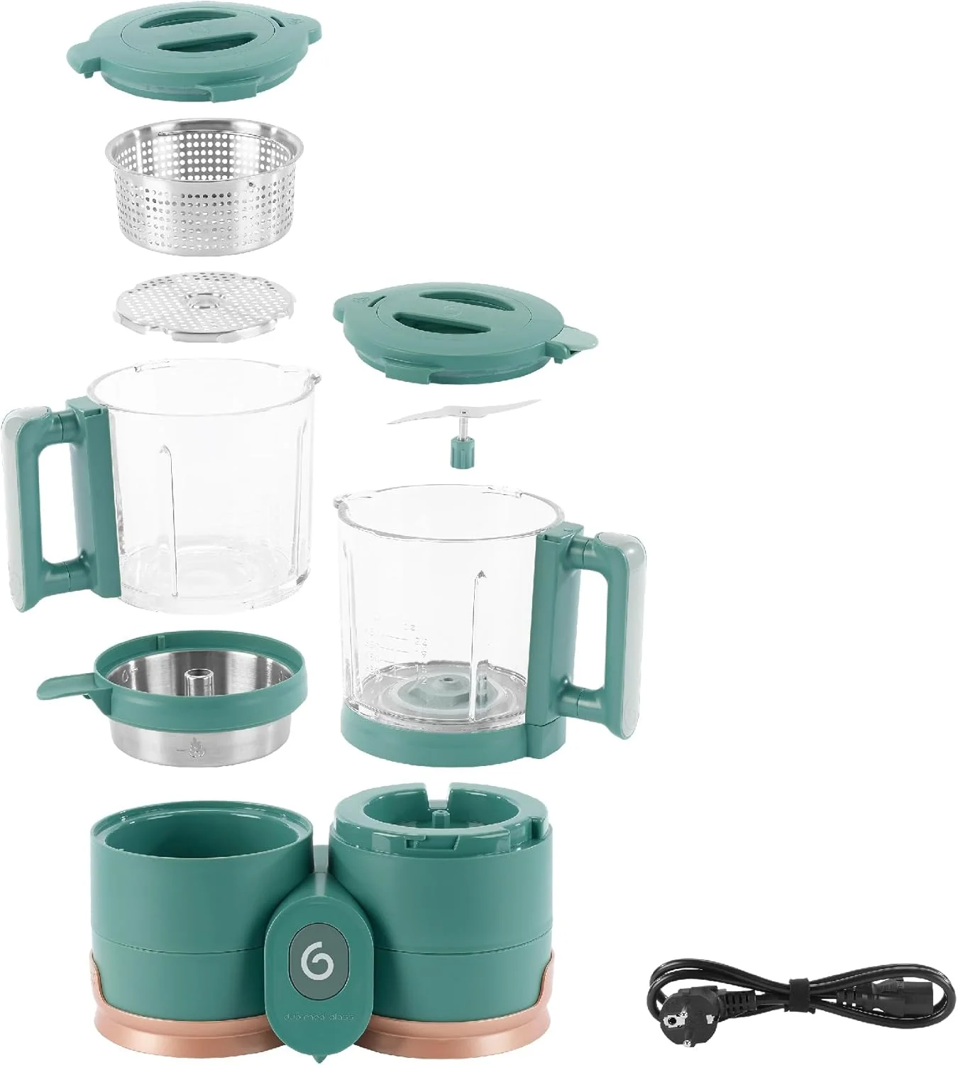 غذاساز کودک شیشه ای Babymoov Duo Meal - پردازشگر غذای کودک با بخارپز شیشه ای داخلی، سبد استیل ضد زنگ و مخلوط کن شیشه ای (ظرفیت بیش از 6 پیمانه)، سبز تیره غذاساز کودک شیشه ای Babymoov Duo Meal - پردازشگر غذای کودک با بخارپز شیشه ای داخلی، سبد استیل ضد زنگ و مخلوط کن شیشه ای (ظرفیت بیش از 6 پیمانه)، سبز تیره