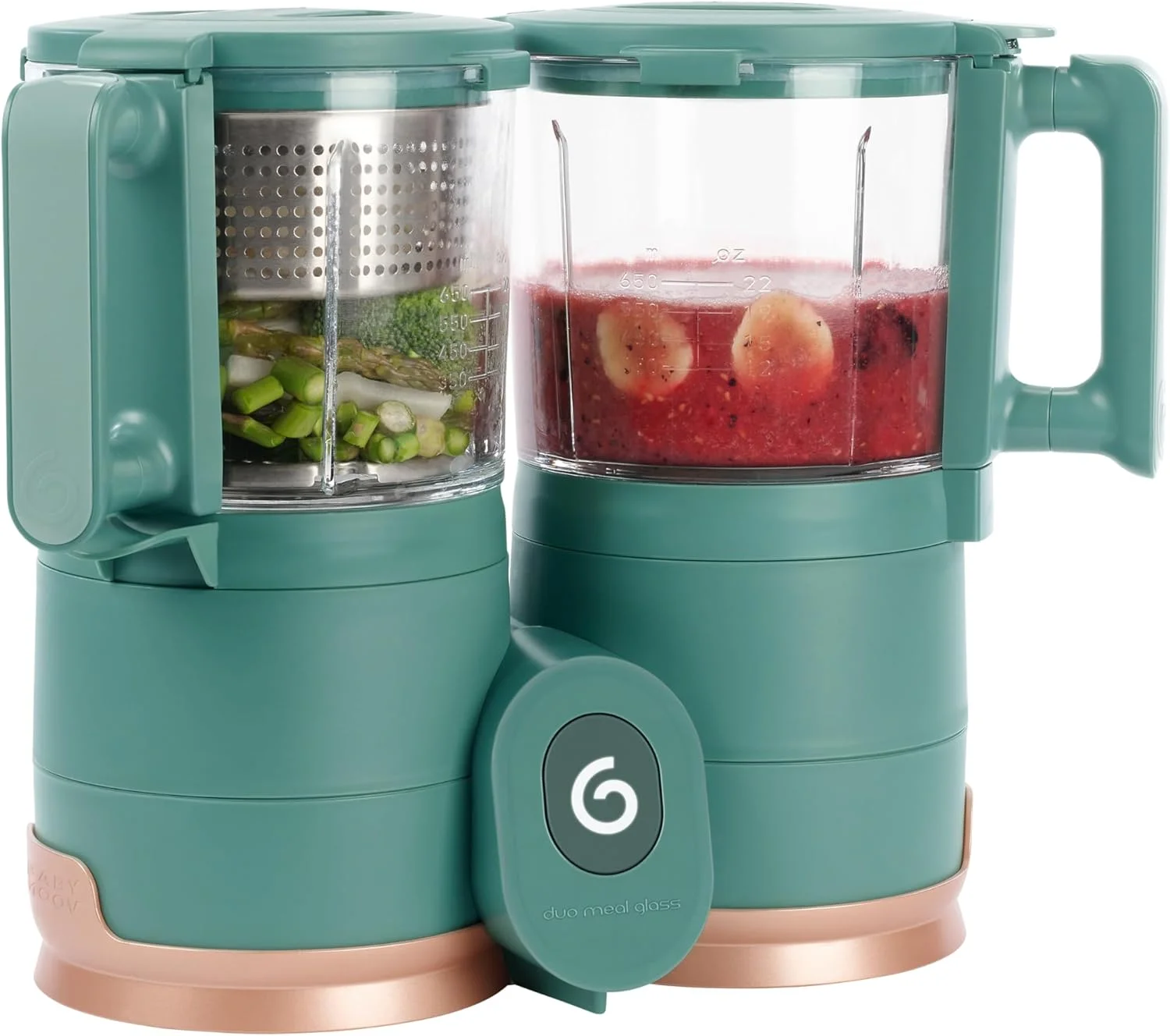 غذاساز کودک شیشه ای Babymoov Duo Meal - پردازشگر غذای کودک با بخارپز شیشه ای داخلی، سبد استیل ضد زنگ و مخلوط کن شیشه ای (ظرفیت بیش از 6 پیمانه)، سبز تیره غذاساز کودک شیشه ای Babymoov Duo Meal - پردازشگر غذای کودک با بخارپز شیشه ای داخلی، سبد استیل ضد زنگ و مخلوط کن شیشه ای (ظرفیت بیش از 6 پیمانه)، سبز تیره