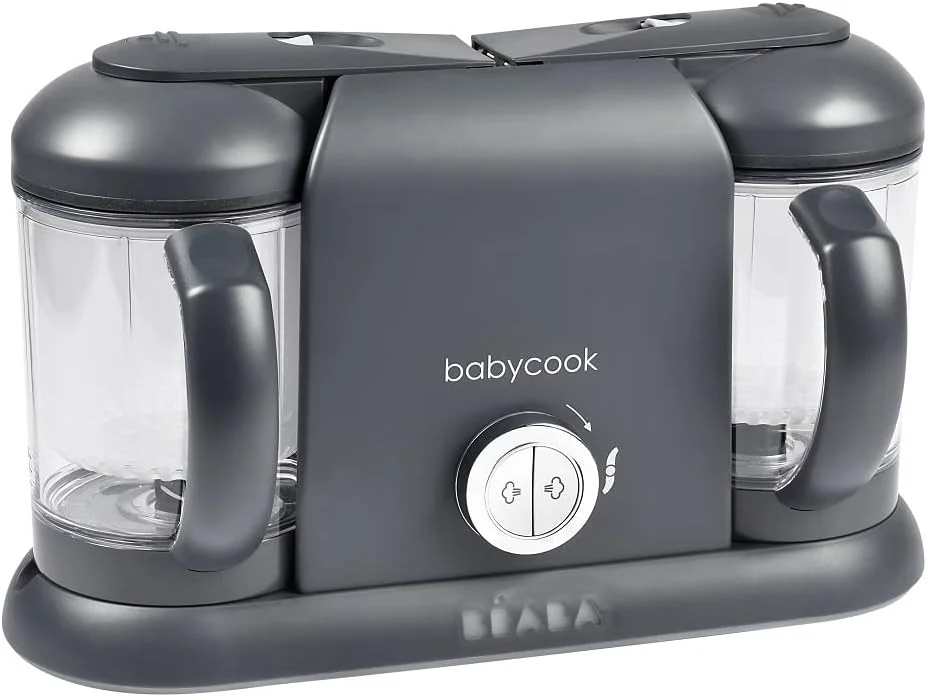 غذاساز کودک بئابا Babycook Duo 2 در 1، خاکستری تیره - دوشاخه BS - بخارپز، مخلوط کن، گرم کن، یخ زدایی - غذاساز کودک با ظرفیت بزرگ