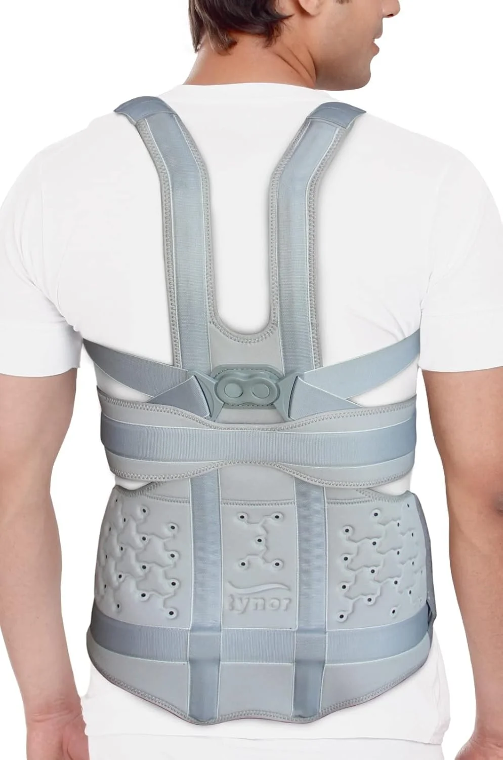 تیلور بریس اوربان کوتاه TYNOR، برای تسکین درد کمر و اصلاح وضعیت بدن | بریس کوتاه برای راحتی روزانه مردان و زنان | اصلاح کننده وضعیت بدن دنبالچه، سایز یونیورسال (خاکستری، 1 عدد)