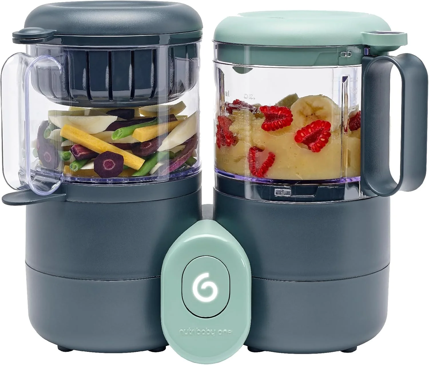 غذاساز کودک 4 در 1 Babymoov Nutribaby One، بخارپز، مخلوط کن، مناسب برای شروع غذای کمکی، قابلمه های کوچک، بخارپز سریع و ملایم، خاکستری