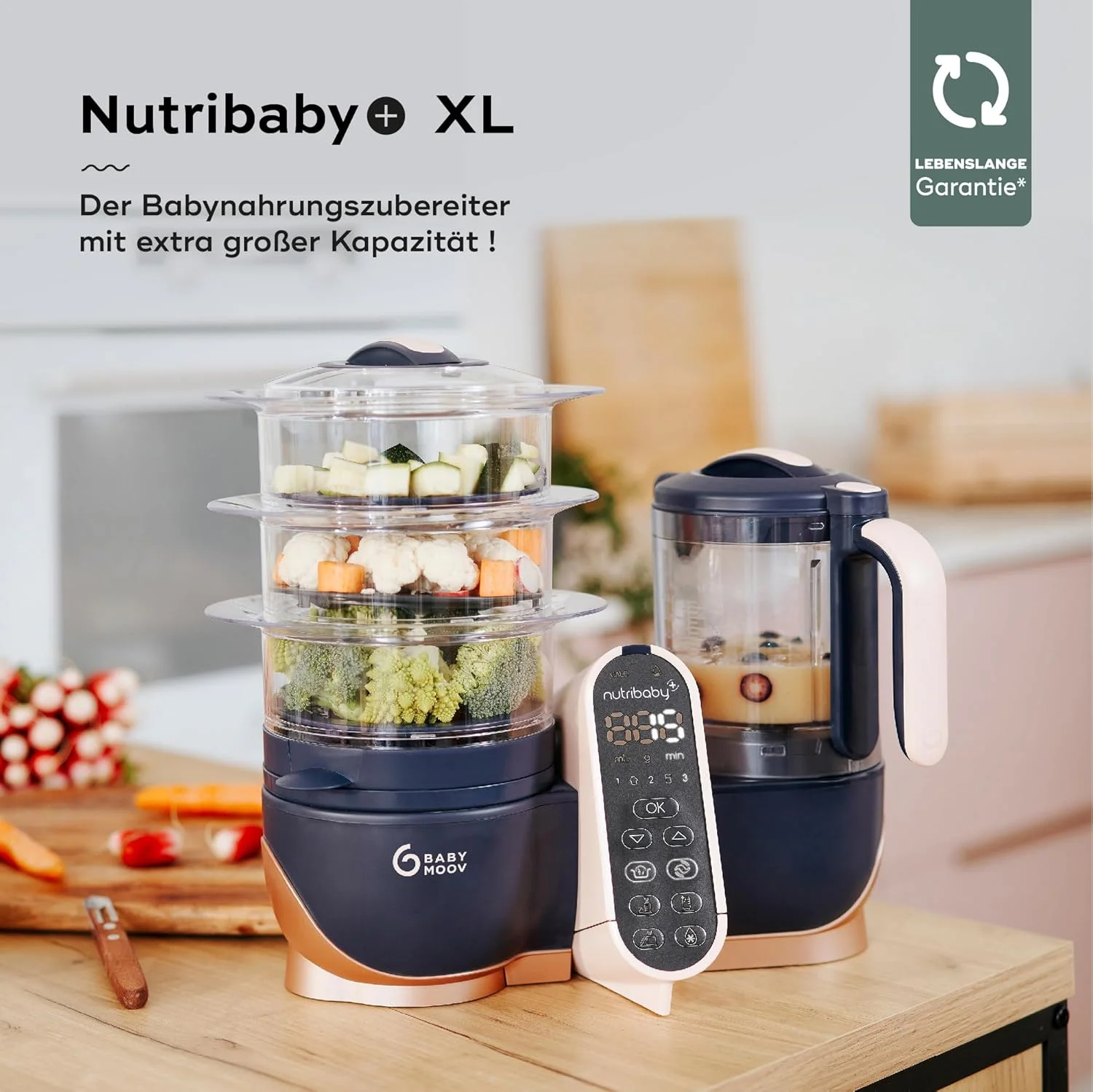 غذاساز کودک 6 در 1 Babymoov Nutribaby، بخارپز و مخلوط کن، Bluerose Gold غذاساز کودک 6 در 1 Babymoov Nutribaby، بخارپز و مخلوط کن، Bluerose Gold