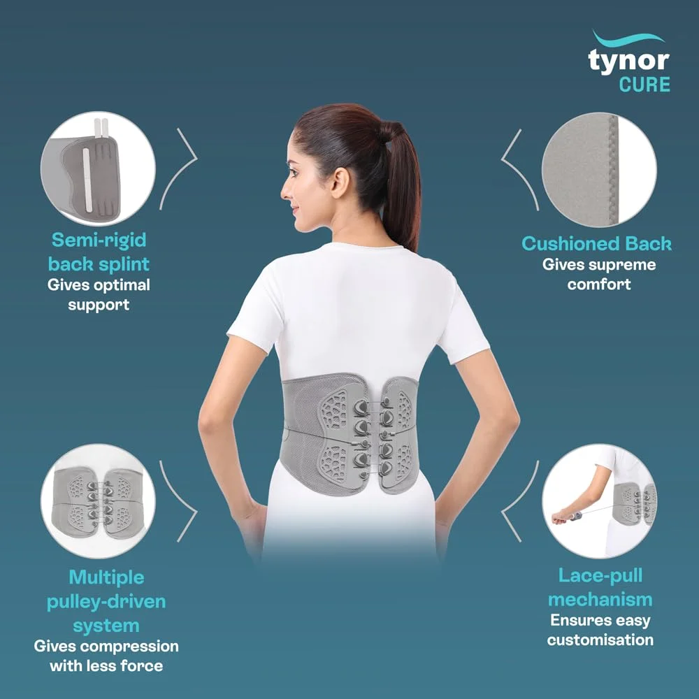 کمربند کمری بنددار Tynor، خاکستری، سایز کوچک/متوسط، 1 عدد