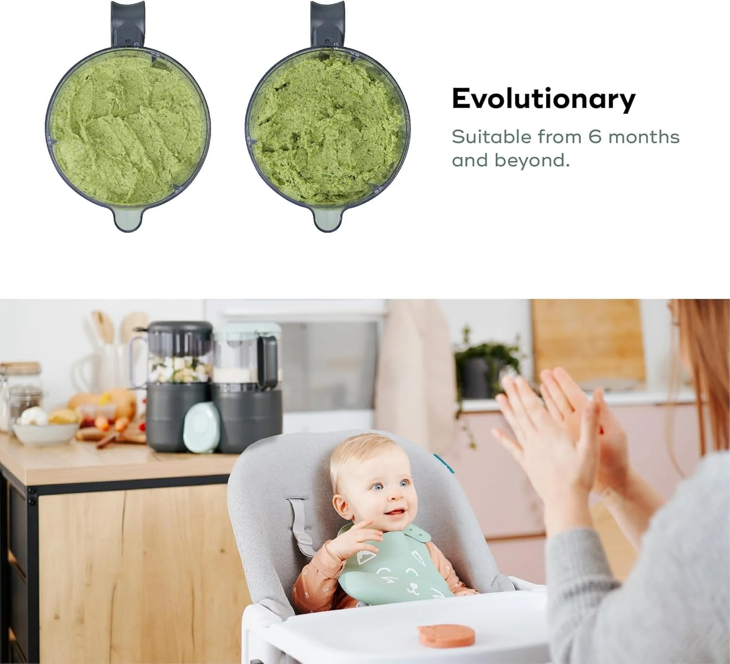 غذاساز کودک 4 در 1 Babymoov Nutribaby One، مخلوط کن و بخارپز غذای کودک، غذاساز برای از شیر گرفتن، گرم کننده، یخ زدا