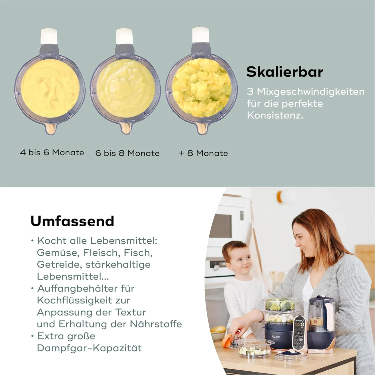 غذاساز کودک 6 در 1 Babymoov Nutribaby، بخارپز و مخلوط کن، Bluerose Gold غذاساز کودک 6 در 1 Babymoov Nutribaby، بخارپز و مخلوط کن، Bluerose Gold