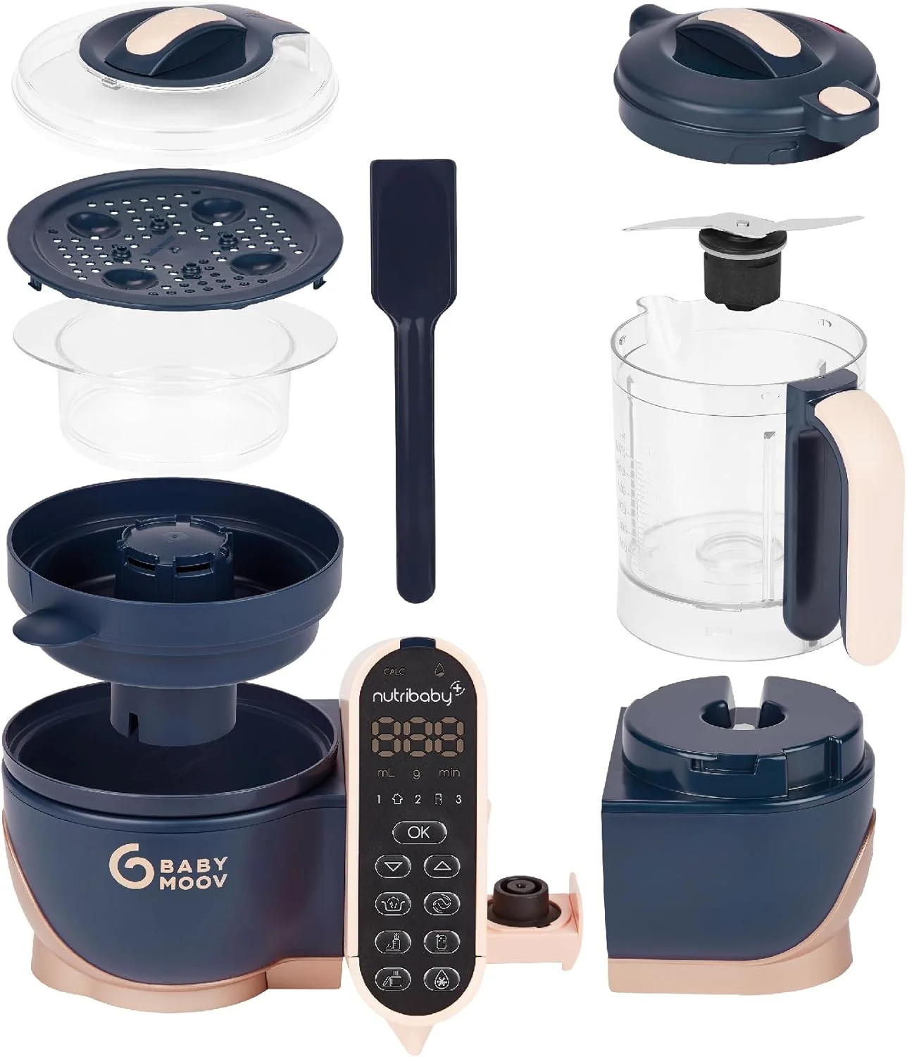 غذاساز کودک 6 در 1 Babymoov Nutribaby، بخارپز و مخلوط کن، Bluerose Gold غذاساز کودک 6 در 1 Babymoov Nutribaby، بخارپز و مخلوط کن، Bluerose Gold