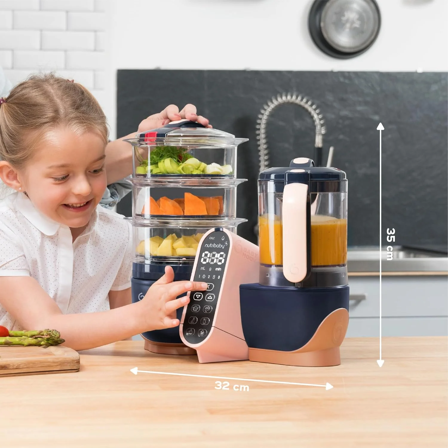 غذاساز کودک 6 در 1 Babymoov Nutribaby، بخارپز و مخلوط کن، Bluerose Gold غذاساز کودک 6 در 1 Babymoov Nutribaby، بخارپز و مخلوط کن، Bluerose Gold