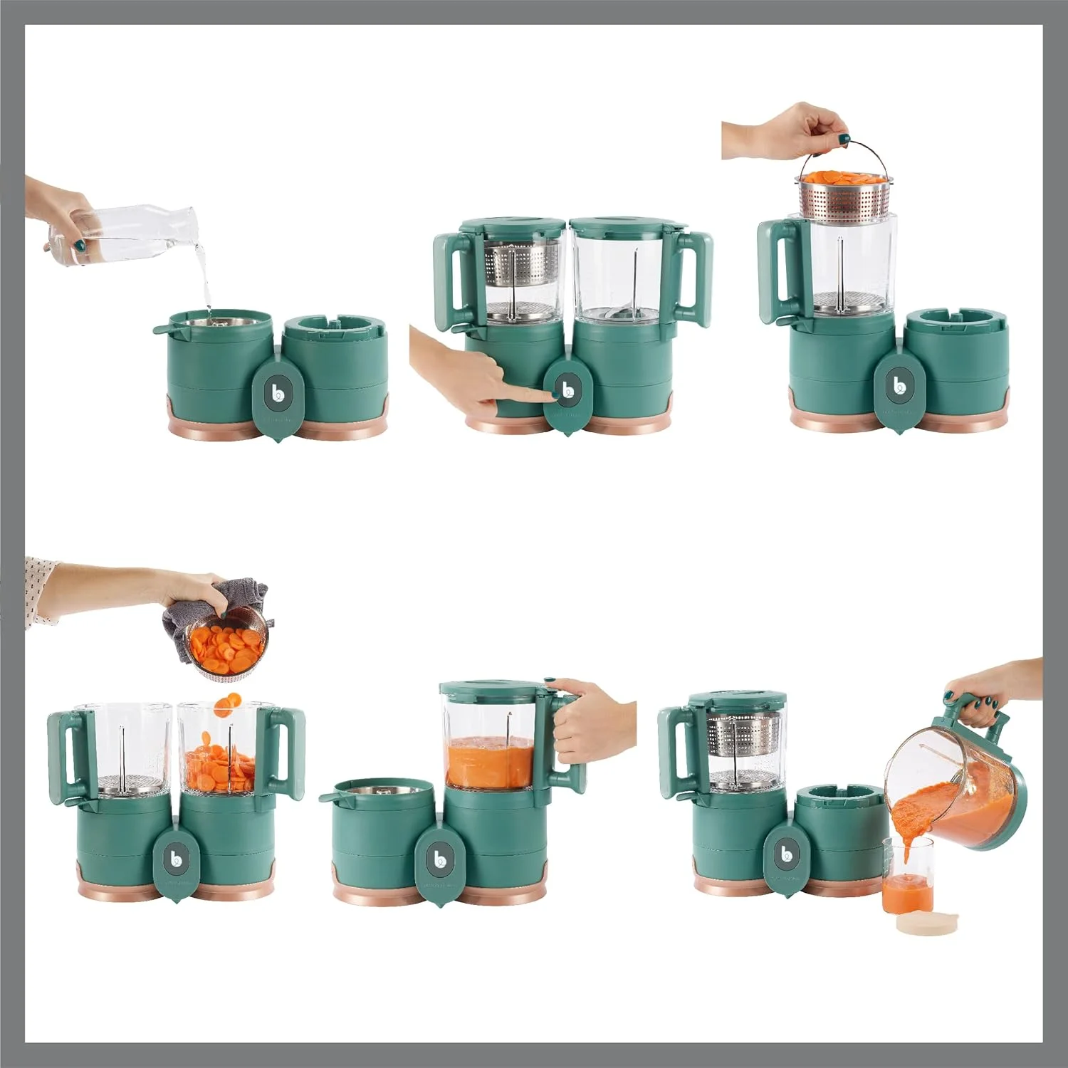 غذاساز کودک 4 در 1 Babymoov Nutribaby Glass، مخلوط کن و بخارپز غذای کودک، پردازنده غذا برای از شیر گرفتن، گرم کننده، یخ زدا | کاسه های شیشه ای سازگار با محیط زیست | سبد استیل ضد زنگ غذاساز کودک 4 در 1 Babymoov Nutribaby Glass، مخلوط کن و بخارپز غذای کودک، پردازنده غذا برای از شیر گرفتن، گرم کننده، یخ زدا | کاسه های شیشه ای سازگار با محیط زیست | سبد استیل ضد زنگ