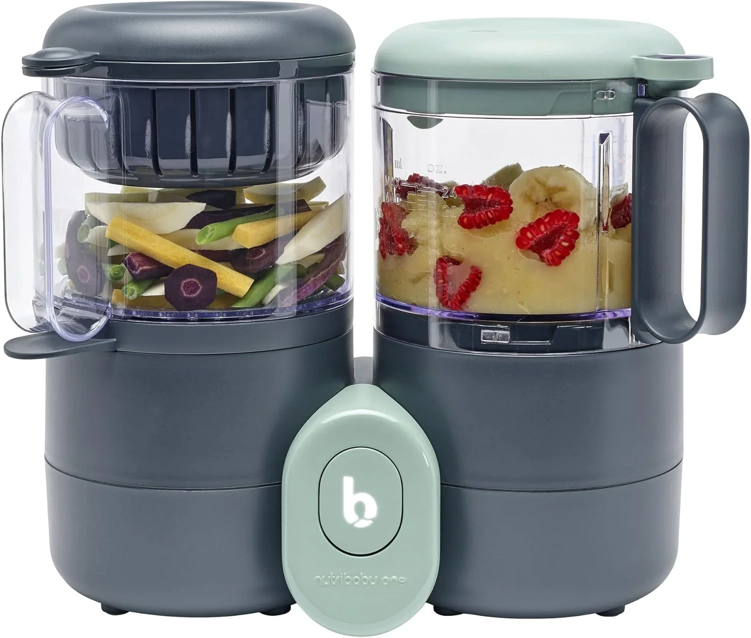 غذاساز کودک 4 در 1 بابی موو Nutribaby One + 3 عدد ظرف غذای کودک با درب 180 میلی لیتر و 2 عدد قاشق سیلیکونی