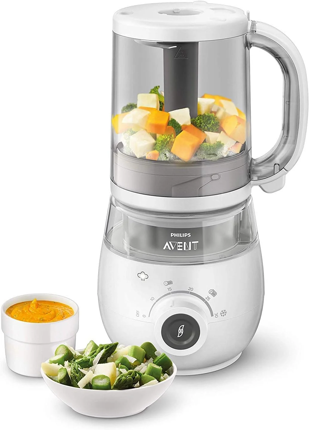 غذاساز کودک 4 در 1 سالم Philips AVENT مدل SCF883/01، ظرفیت 0.12 لیتر، خاکستری، سفید، 220-240 ولت، 50-60 هرتز، 0.7 متر