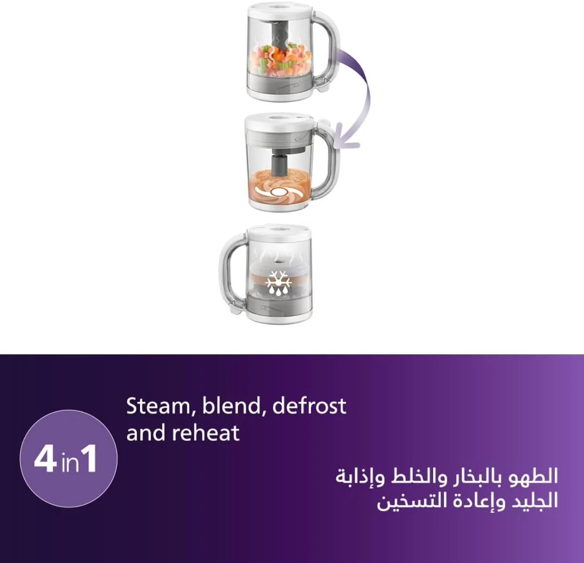 غذاساز کودک 4 در 1 بخارپز و مخلوط کن فیلیپس اونت مدل (SCF883/02)