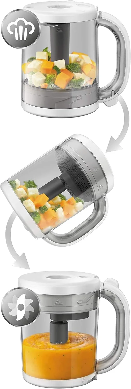 غذاساز کودک 4 در 1 سالم Philips AVENT مدل SCF883/01، ظرفیت 0.12 لیتر، خاکستری، سفید، 220-240 ولت، 50-60 هرتز، 0.7 متر