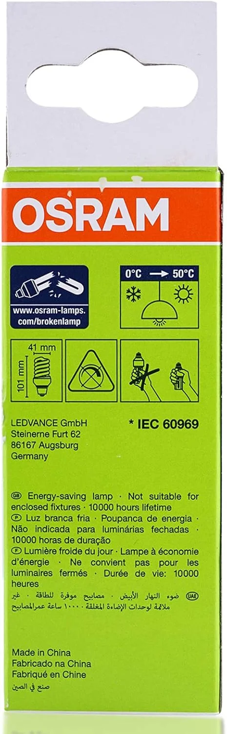 لامپ کم مصرف نور روز خنک OsRAM، سفید، Oesmtwist/12W/D/P لامپ کم مصرف نور روز خنک OsRAM، سفید، Oesmtwist/12W/D/P
