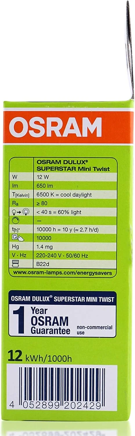 لامپ کم مصرف نور روز خنک OsRAM، سفید، Oesmtwist/12W/D/P لامپ کم مصرف نور روز خنک OsRAM، سفید، Oesmtwist/12W/D/P