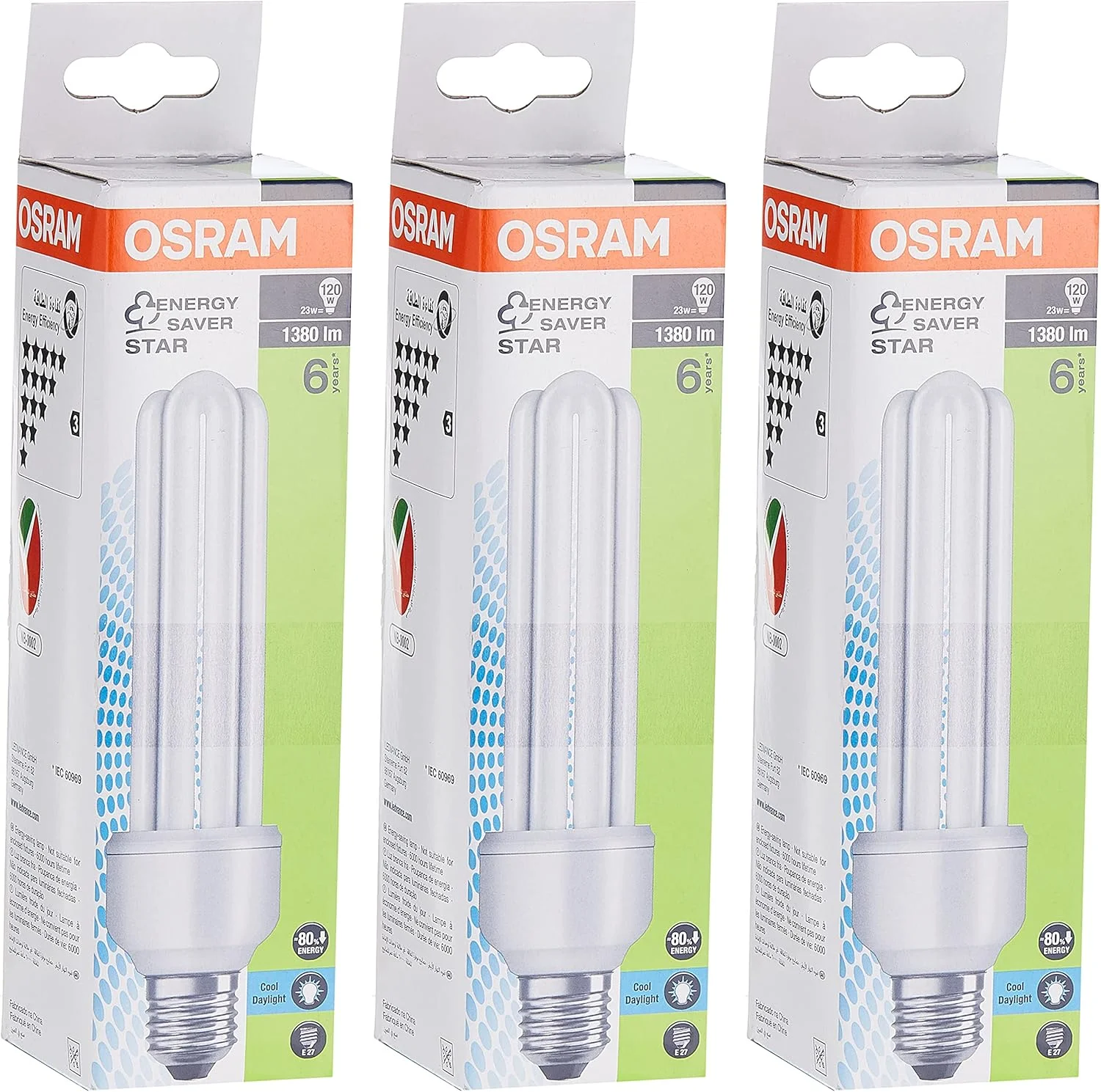 لامپ کم مصرف استوانه ای OsRAM مدل T4، پایه B22D، توان 23 وات، 1380 لومن، نور سفید یخی 6500 کلوین (بسته 3 عددی)، سفید، Oest4/23W/D/P-3Pc لامپ کم مصرف استوانه ای OsRAM مدل T4، پایه B22D، توان 23 وات، 1380 لومن، نور سفید یخی 6500 کلوین (بسته 3 عددی)، سفید، Oest4/23W/D/P-3Pc