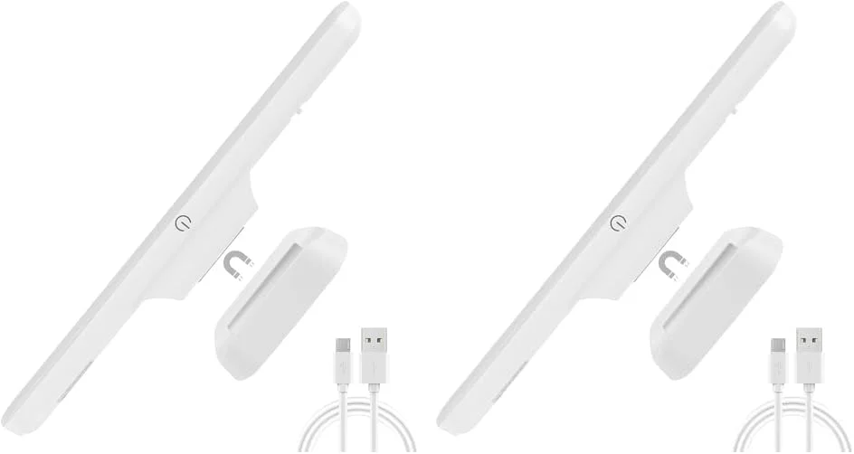 چراغ های زیر کابینتی SKY-TOUCH، چراغ های LED باتری قابل شارژ، میله چراغ LED دیمر دار با 3 حالت رنگی، قابل شارژ با USB، قفسه دیواری، کمد، آینه، کنار تخت، نورپردازی آشپزخانه (بسته 2 عددی) چراغ های زیر کابینتی SKY-TOUCH، چراغ های LED باتری قابل شارژ، میله چراغ LED دیمر دار با 3 حالت رنگی، قابل شارژ با USB، قفسه دیواری، کمد، آینه، کنار تخت، نورپردازی آشپزخانه (بسته 2 عددی)