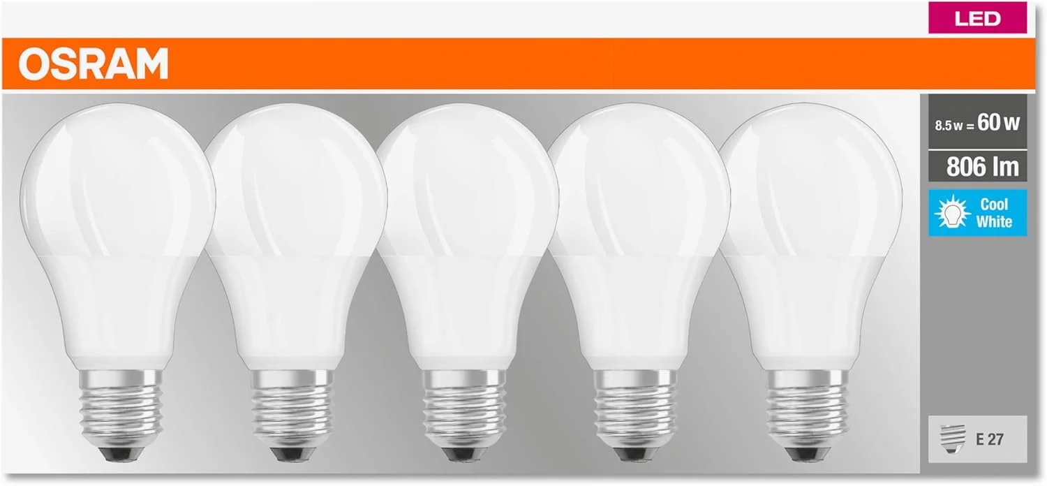 لامپ ال ای دی اسرام، 8.5 وات، سفید سرد، بسته 5 عددی لامپ ال ای دی اسرام، 8.5 وات، سفید سرد، بسته 5 عددی