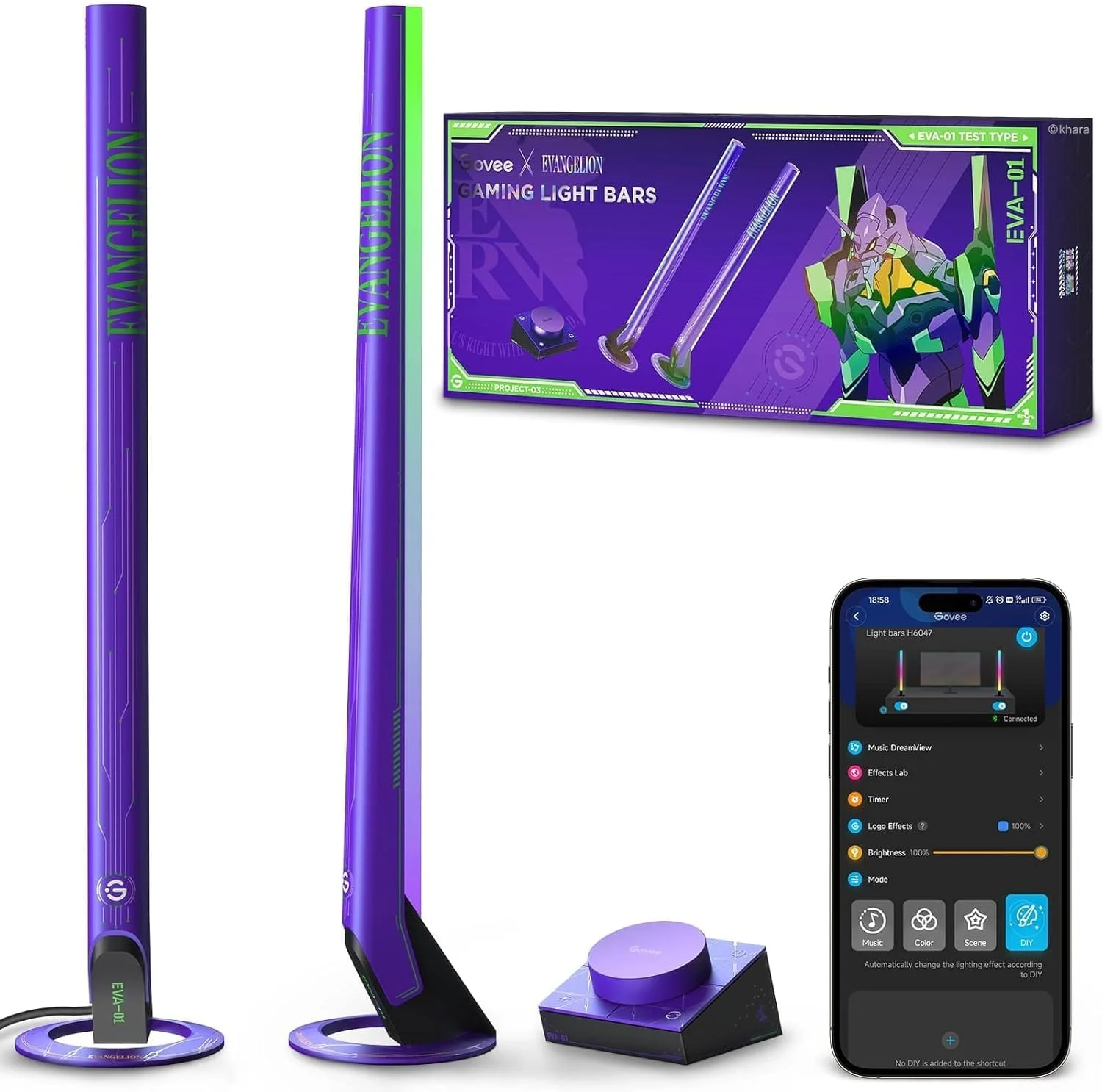 نوار نور گیمینگ Govee x EVANGELION با کنترلر هوشمند، نوار نور گیمینگ Wi-Fi با حالت های موسیقی، 62 حالت صحنه داخلی، سازگار با الکسا و دستیار گوگل، نورپردازی تزئینی برای اتاق بازی نوار نور گیمینگ Govee x EVANGELION با کنترلر هوشمند، نوار نور گیمینگ Wi-Fi با حالت های موسیقی، 62 حالت صحنه داخلی، سازگار با الکسا و دستیار گوگل، نورپردازی تزئینی برای اتاق بازی