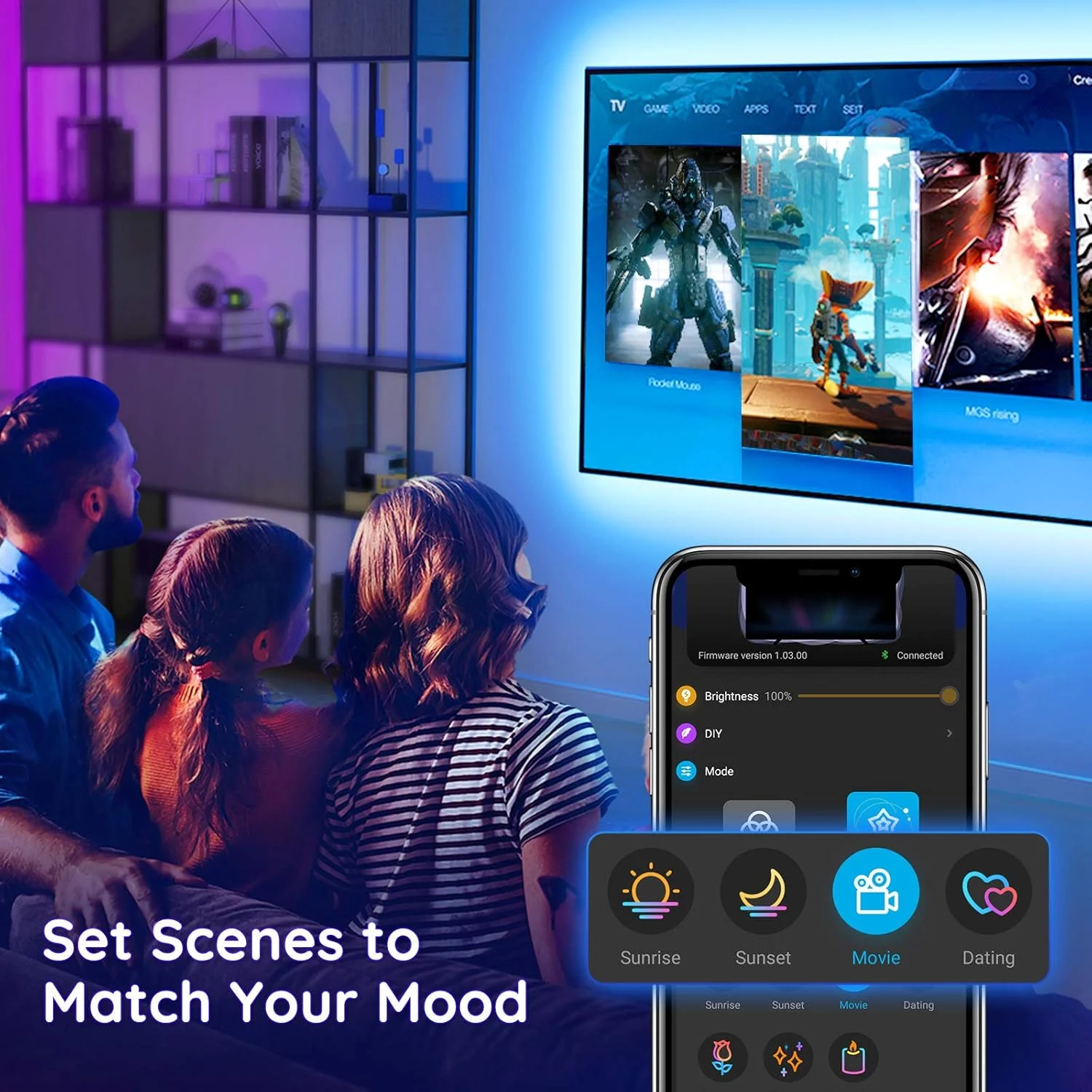 نور پس زمینه LED تلویزیون Govee با کنترل از طریق اپلیکیشن، نوار نور LED RGB، تغذیه از طریق USB، کیت نورپردازی قابل تنظیم برای تلویزیون 40-60 اینچ، کامپیوتر، مانیتور (4 عدد x 50 سانتی متر) نور پس زمینه LED تلویزیون Govee با کنترل از طریق اپلیکیشن، نوار نور LED RGB، تغذیه از طریق USB، کیت نورپردازی قابل تنظیم برای تلویزیون 40-60 اینچ، کامپیوتر، مانیتور (4 عدد x 50 سانتی متر)