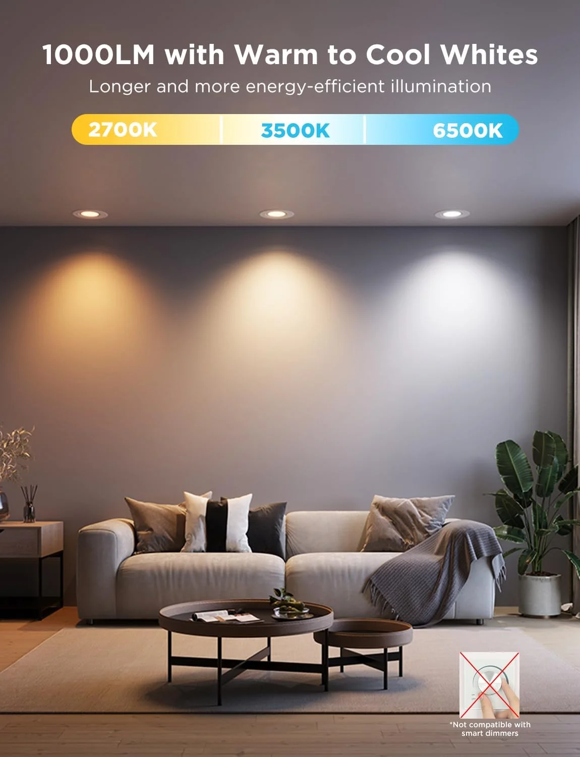 چراغ های توکار هوشمند Govee، 6 اینچ، اتصال مستقیم Wi-Fi بلوتوث RGBWW، 65 حالت صحنه، سازگار با الکسا و گوگل اسیستنت، 1000 لومن، بسته 4 عددی چراغ های توکار هوشمند Govee، 6 اینچ، اتصال مستقیم Wi-Fi بلوتوث RGBWW، 65 حالت صحنه، سازگار با الکسا و گوگل اسیستنت، 1000 لومن، بسته 4 عددی