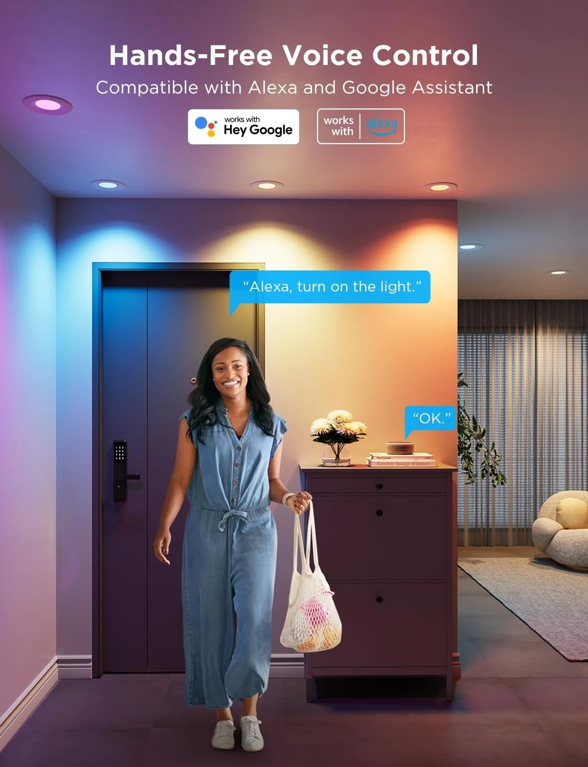 چراغ های توکار هوشمند Govee، 6 اینچ، اتصال مستقیم Wi-Fi بلوتوث RGBWW، 65 حالت صحنه، سازگار با الکسا و گوگل اسیستنت، 1000 لومن، بسته 4 عددی چراغ های توکار هوشمند Govee، 6 اینچ، اتصال مستقیم Wi-Fi بلوتوث RGBWW، 65 حالت صحنه، سازگار با الکسا و گوگل اسیستنت، 1000 لومن، بسته 4 عددی