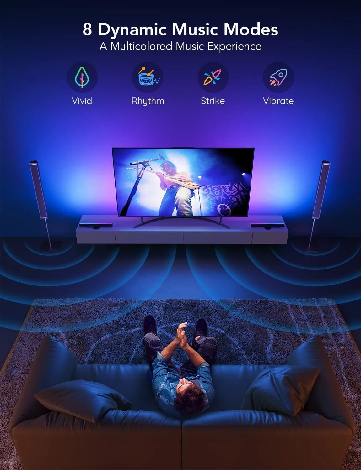 چراغ های نوری RGBIC تلویزیون Govee برای تلویزیون های 45-70 اینچی چراغ های نوری RGBIC تلویزیون Govee برای تلویزیون های 45-70 اینچی