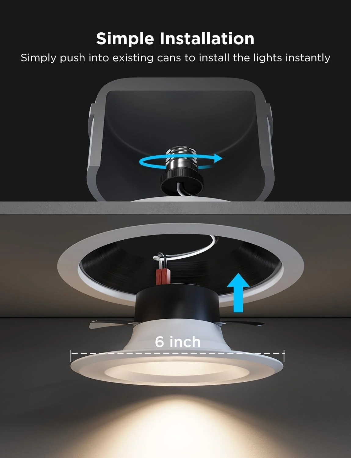 چراغ های توکار هوشمند Govee، 6 اینچ، اتصال مستقیم Wi-Fi بلوتوث RGBWW، 65 حالت صحنه، سازگار با الکسا و گوگل اسیستنت، 1000 لومن، بسته 4 عددی چراغ های توکار هوشمند Govee، 6 اینچ، اتصال مستقیم Wi-Fi بلوتوث RGBWW، 65 حالت صحنه، سازگار با الکسا و گوگل اسیستنت، 1000 لومن، بسته 4 عددی