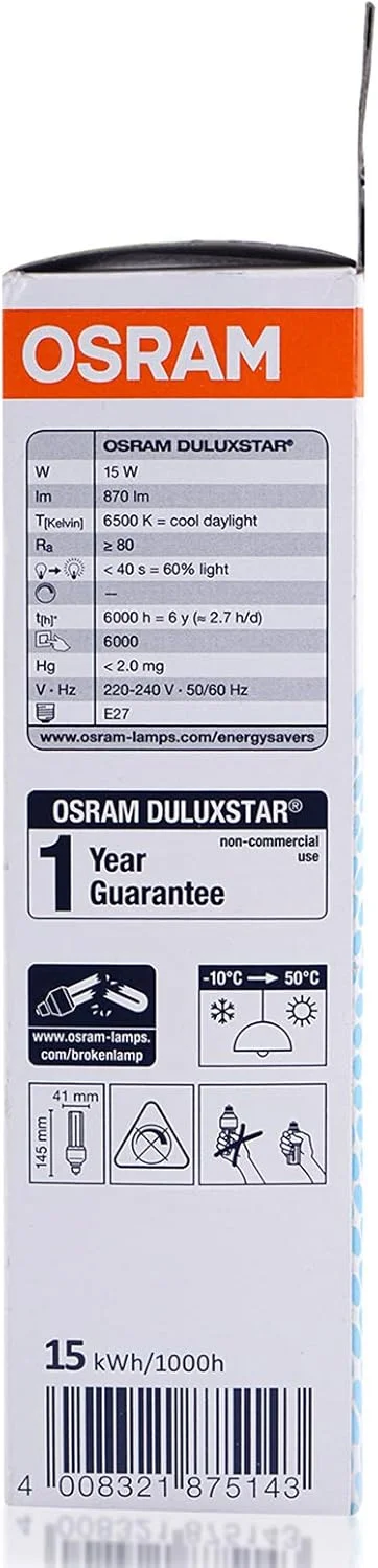 لامپ کم مصرف استوانه ای T3 اسرام | Clfi، شکل استوانه ای، کم مصرف (15 وات) پایه پیچی E27، نور روز لامپ کم مصرف استوانه ای T3 اسرام | Clfi، شکل استوانه ای، کم مصرف (15 وات) پایه پیچی E27، نور روز
