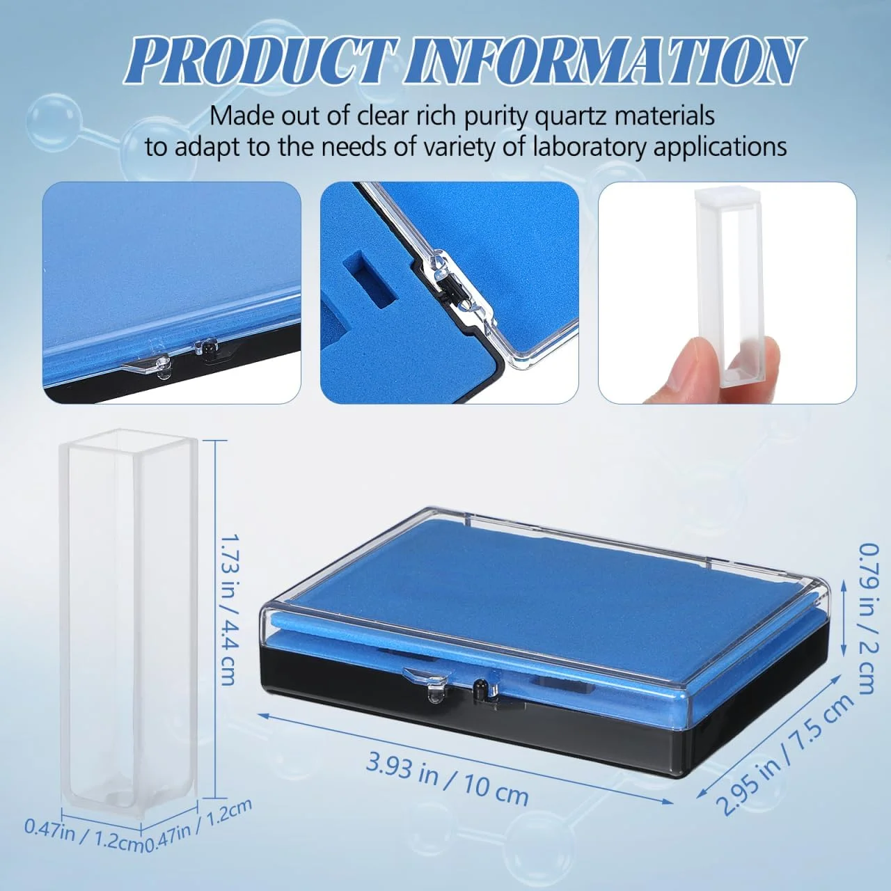 کووت کوارتز Hemobllo برای اسپکتروفتومتر: 2 عدد کووت آزمایشگاهی سلول اسپکترومتر، طول مسیر 10 میلی متر، ظرفیت 3.5 میلی لیتر کووت کوارتز Hemobllo برای اسپکتروفتومتر: 2 عدد کووت آزمایشگاهی سلول اسپکترومتر، طول مسیر 10 میلی متر، ظرفیت 3.5 میلی لیتر
