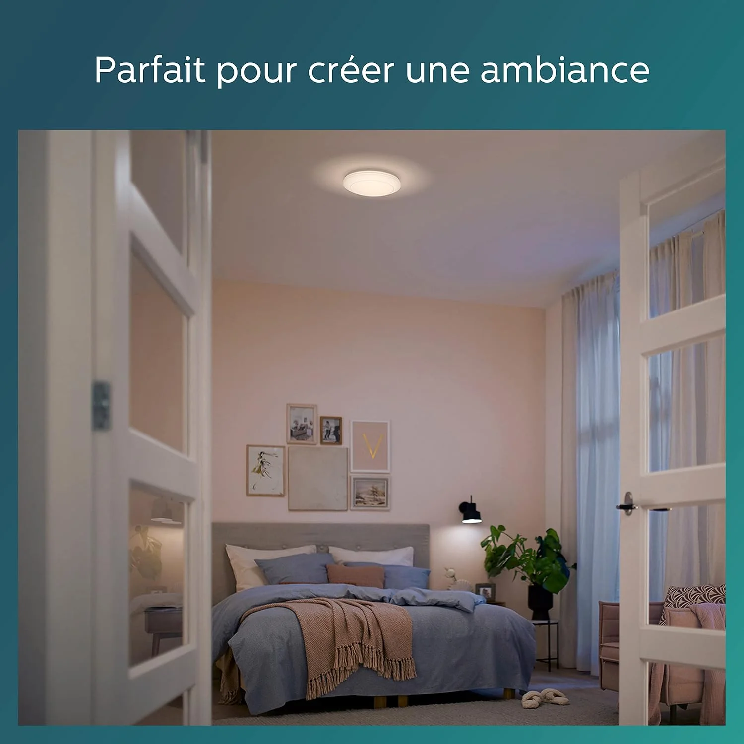 چراغ سقفی ال ای دی سینابار فیلیپس 16 وات 4000K [سفید سرد - سفید] برای روشنایی داخلی پخش شده منزل، اتاق نشیمن و اتاق خواب