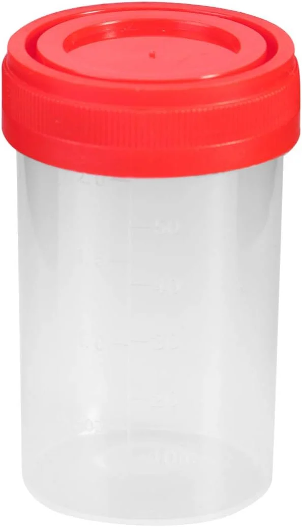 فنجان نمونه هموبلو، 25 عدد فنجان نمونه 60 میلی لیتری ظرف ادرار فنجان های جمع آوری نمونه با درب های پیچی بطری جمع آوری نمونه برای آزمایشگاه (رنگ تصادفی)