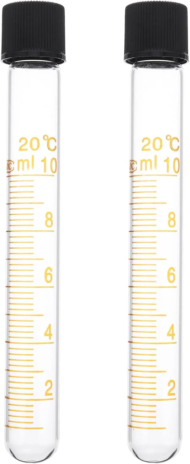 هموبلو 2 عدد لوله آزمایش شیشه ای شفاف با درب، دارای مقیاس برای آزمایش های علمی آزمایشگاهی، ظروف نمک حمام، تزئینات مهمانی، نگهداری آب نبات 10 میلی لیتر 15 * 120 میلی متر