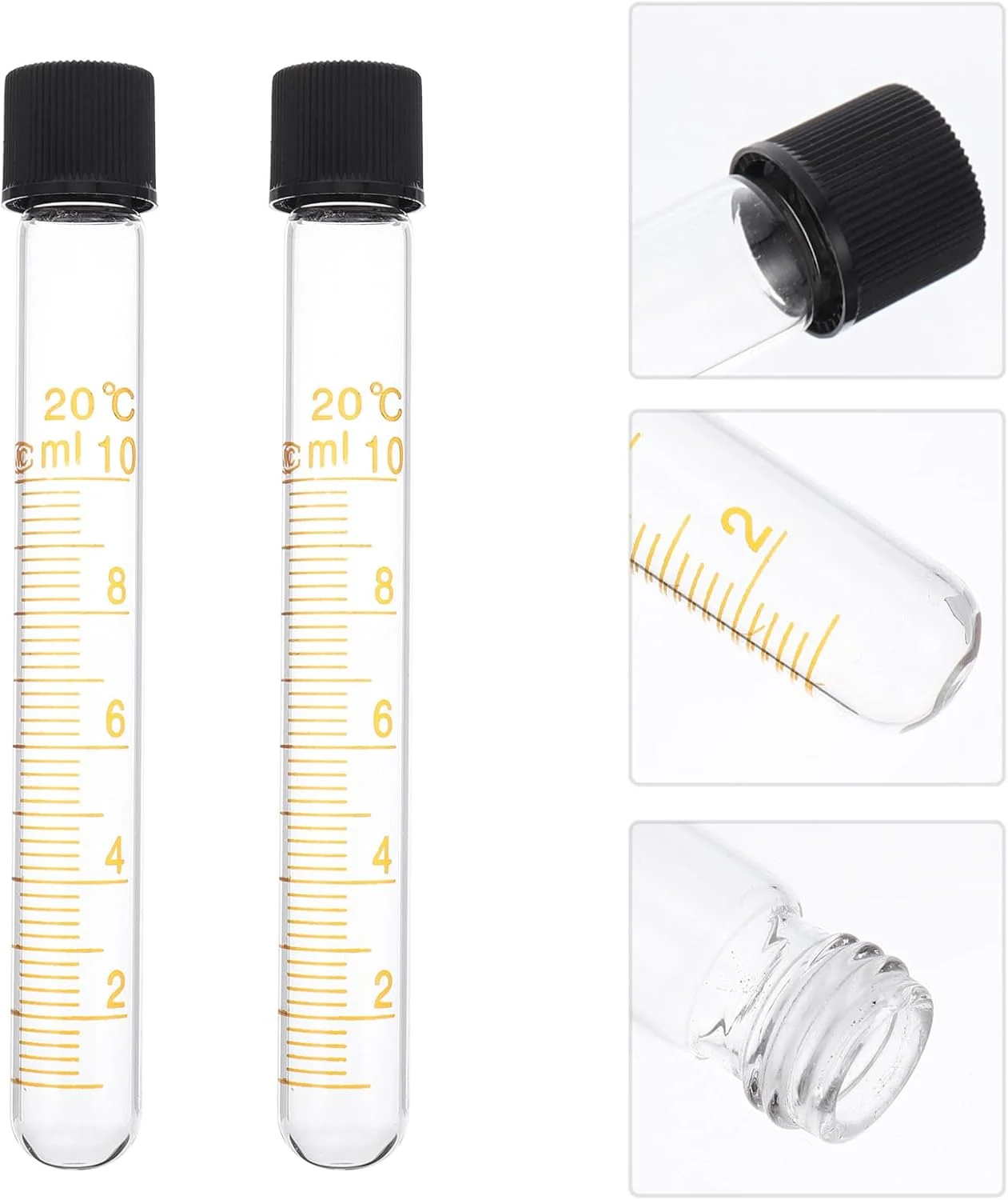 هموبلو 2 عدد لوله آزمایش شیشه ای شفاف با درب، دارای مقیاس برای آزمایش های علمی آزمایشگاهی، ظروف نمک حمام، تزئینات مهمانی، نگهداری آب نبات 10 میلی لیتر 15 * 120 میلی متر