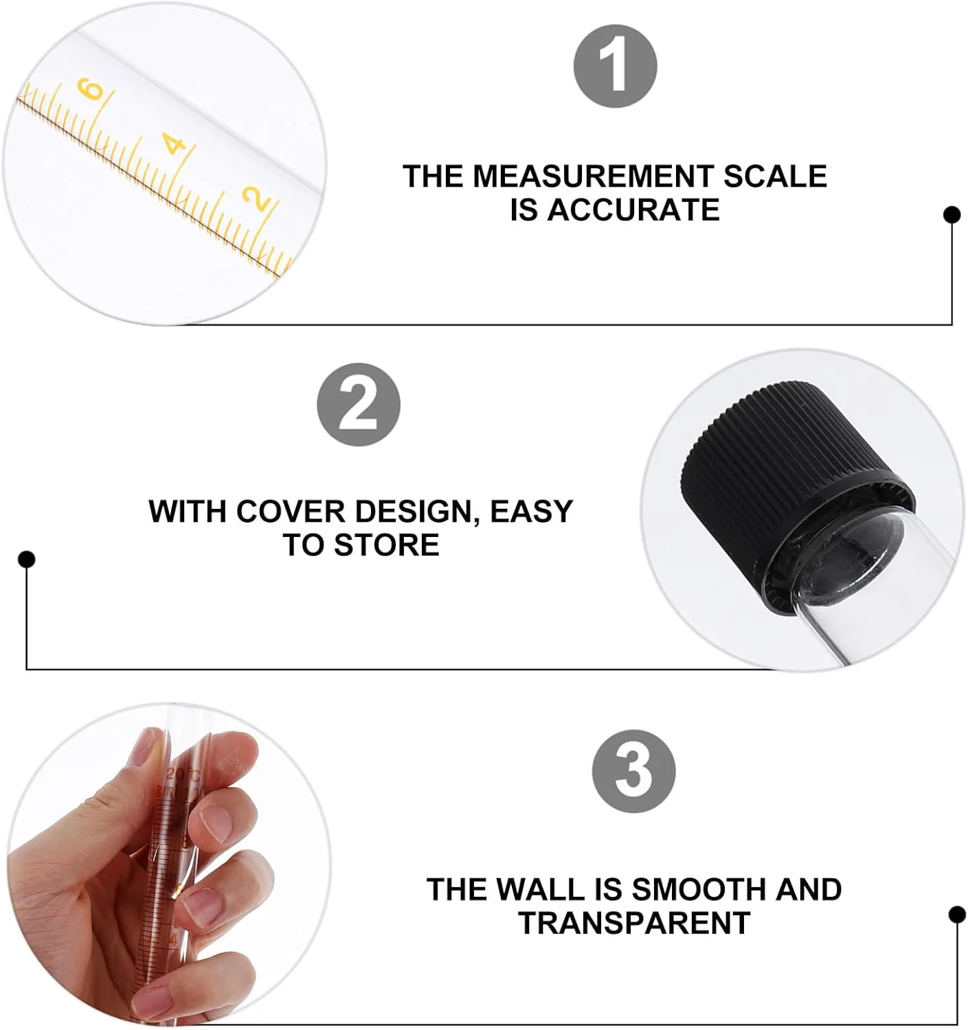 هموبلو 2 عدد لوله آزمایش شیشه ای شفاف با درب، دارای مقیاس برای آزمایش های علمی آزمایشگاهی، ظروف نمک حمام، تزئینات مهمانی، نگهداری آب نبات 10 میلی لیتر 15 * 120 میلی متر