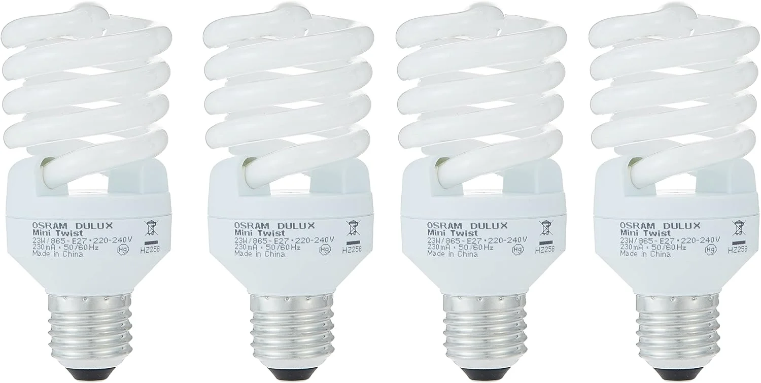 لامپ کم مصرف اسرام Duluxstar Mini Twist یکپارچه، شکل مارپیچ (23 وات) سرپیچ E27، 1600 لومن - نور روز 6500K / کلاس انرژی A (بسته 4 عددی) لامپ کم مصرف اسرام Duluxstar Mini Twist یکپارچه، شکل مارپیچ (23 وات) سرپیچ E27، 1600 لومن - نور روز 6500K / کلاس انرژی A (بسته 4 عددی)