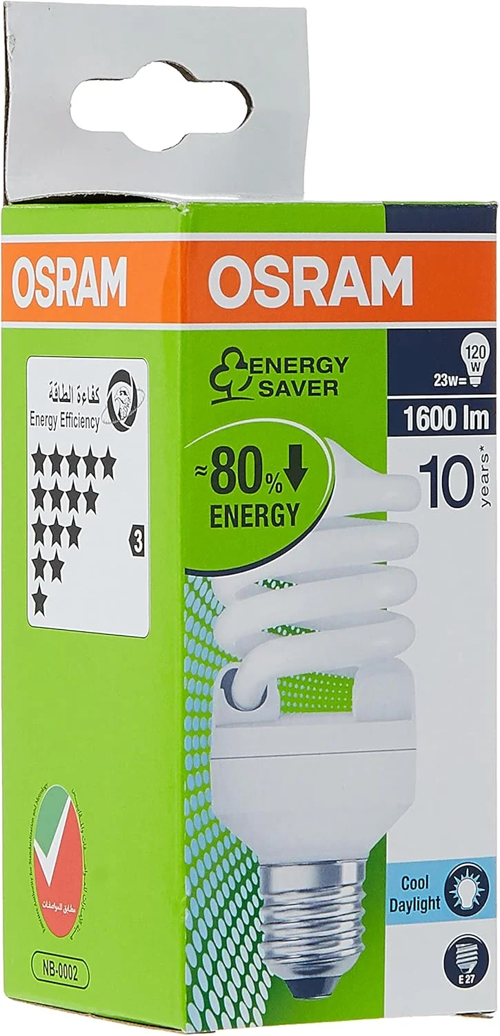 لامپ کم مصرف اسرام Duluxstar Mini Twist یکپارچه، شکل مارپیچ (23 وات) سرپیچ E27، 1600 لومن - نور روز 6500K / کلاس انرژی A (بسته 4 عددی) لامپ کم مصرف اسرام Duluxstar Mini Twist یکپارچه، شکل مارپیچ (23 وات) سرپیچ E27، 1600 لومن - نور روز 6500K / کلاس انرژی A (بسته 4 عددی)