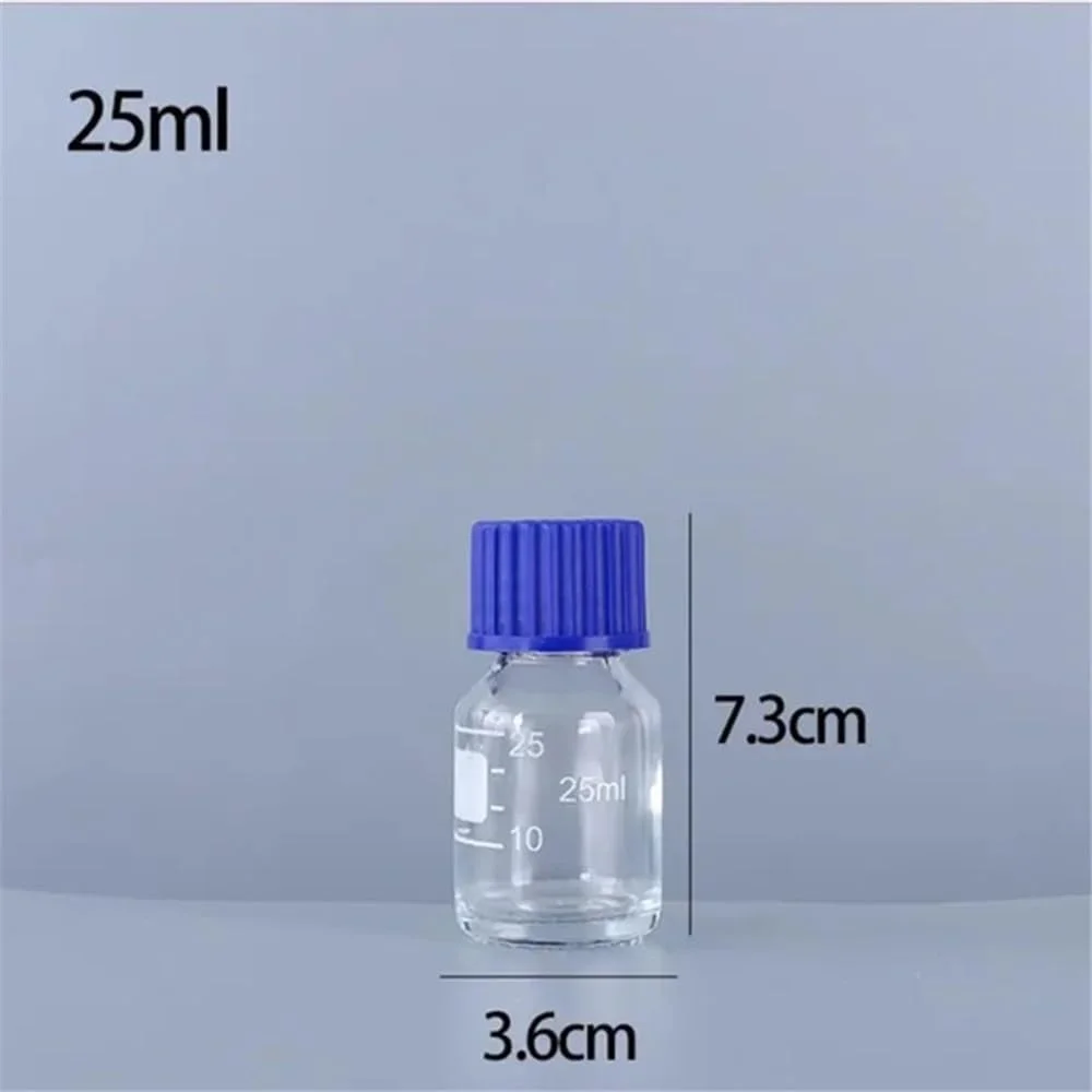 تجهیزات آزمایشگاهی 2 عدد بطری آزمایشگاهی ته گرد 25 میلی لیتری، بطری نمونه، بطری درب دار با درب پیچی آبی برای آزمایشگاه تجهیزات آزمایشگاهی 2 عدد بطری آزمایشگاهی ته گرد 25 میلی لیتری، بطری نمونه، بطری درب دار با درب پیچی آبی برای آزمایشگاه