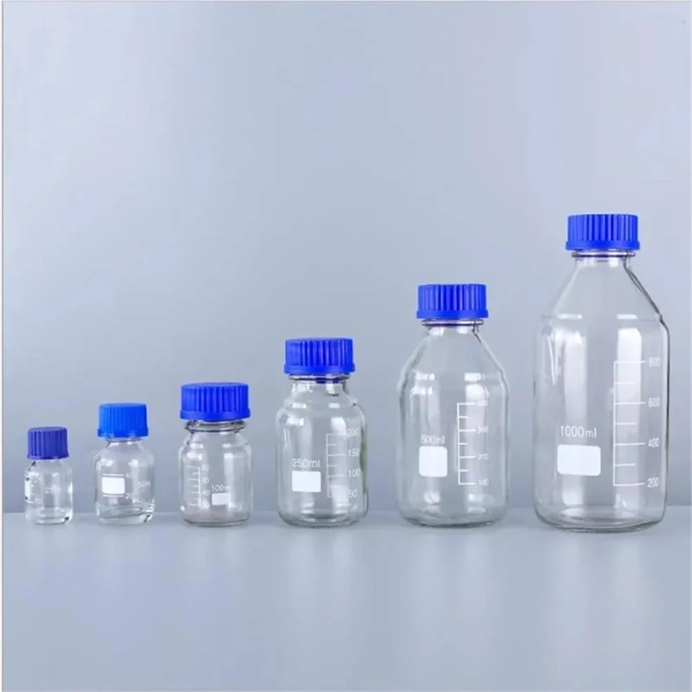 تجهیزات آزمایشگاهی 2 عدد بطری آزمایشگاهی ته گرد 25 میلی لیتری، بطری نمونه، بطری درب دار با درب پیچی آبی برای آزمایشگاه تجهیزات آزمایشگاهی 2 عدد بطری آزمایشگاهی ته گرد 25 میلی لیتری، بطری نمونه، بطری درب دار با درب پیچی آبی برای آزمایشگاه