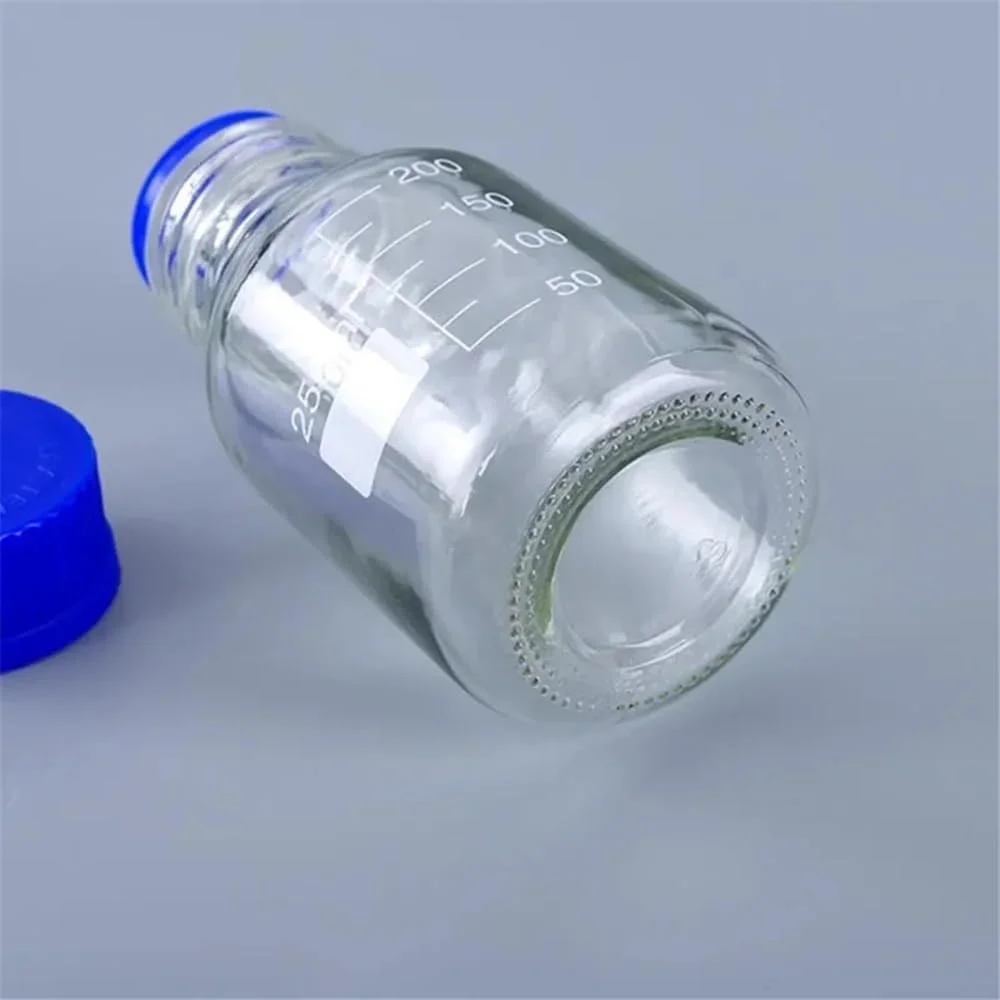 تجهیزات آزمایشگاهی 2 عدد بطری آزمایشگاهی ته گرد 25 میلی لیتری، بطری نمونه، بطری درب دار با درب پیچی آبی برای آزمایشگاه تجهیزات آزمایشگاهی 2 عدد بطری آزمایشگاهی ته گرد 25 میلی لیتری، بطری نمونه، بطری درب دار با درب پیچی آبی برای آزمایشگاه