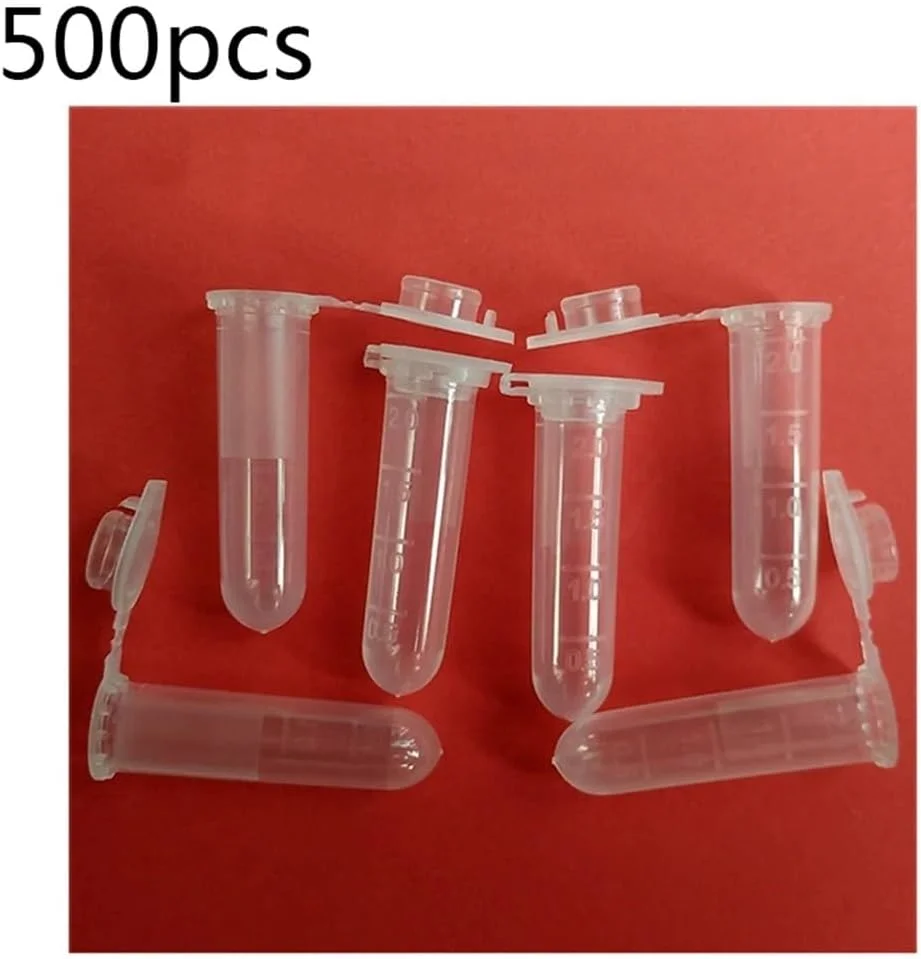 تجهیزات آزمایشگاهی - ویال لوله سانتریفیوژ پلاستیکی شفاف 2 میلی لیتری، 500 عددی، ظرف نمونه با درب، لوازم آزمایشگاهی