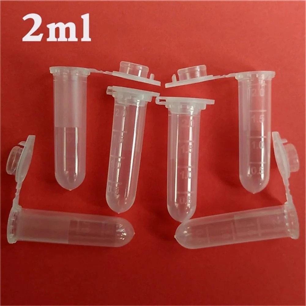 تجهیزات آزمایشگاهی - ویال لوله سانتریفیوژ پلاستیکی شفاف 2 میلی لیتری، 500 عددی، ظرف نمونه با درب، لوازم آزمایشگاهی