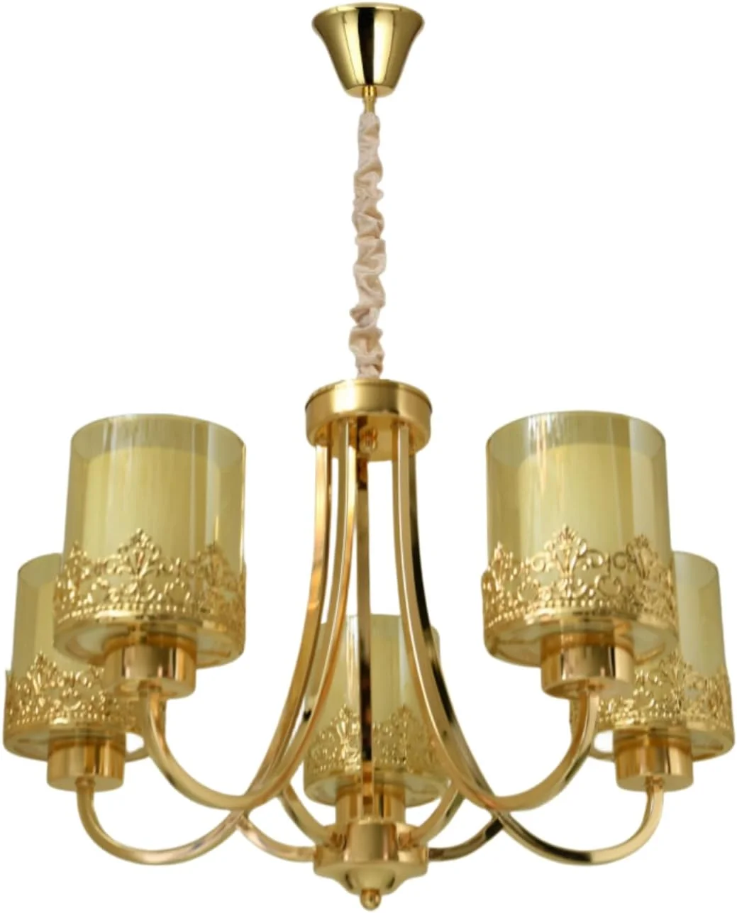لوستر مدرن طلایی 5 شاخه HUA QIANG WANG، لوستر وینتیج به سبک خانه روستایی، چراغ آویز سقفی نیمه فلاش، مناسب برای اتاق نشیمن، اتاق غذاخوری، اتاق خواب، جزیره آشپزخانه، ورودی