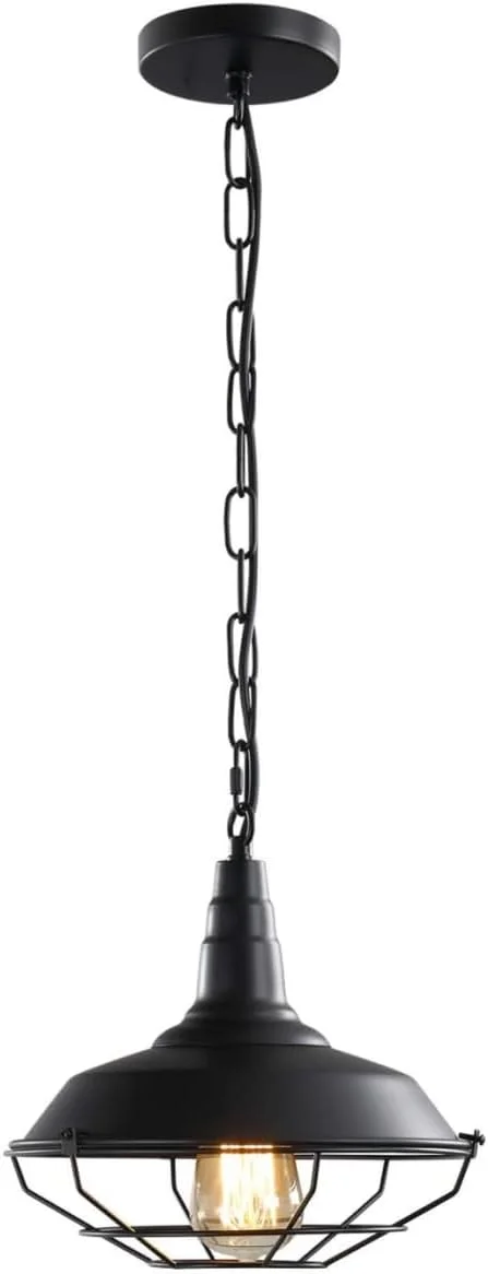 چراغ آویز مشکی طرح خانه روستایی HUA QIANG WANG، چراغ های آویز صنعتی وینتیج، روشنایی سقفی قفس فلزی سیمی با زنجیر قابل تنظیم برای آشپزخانه، انبار، راهرو، ایوان، راه پله، اتاق غذاخوری