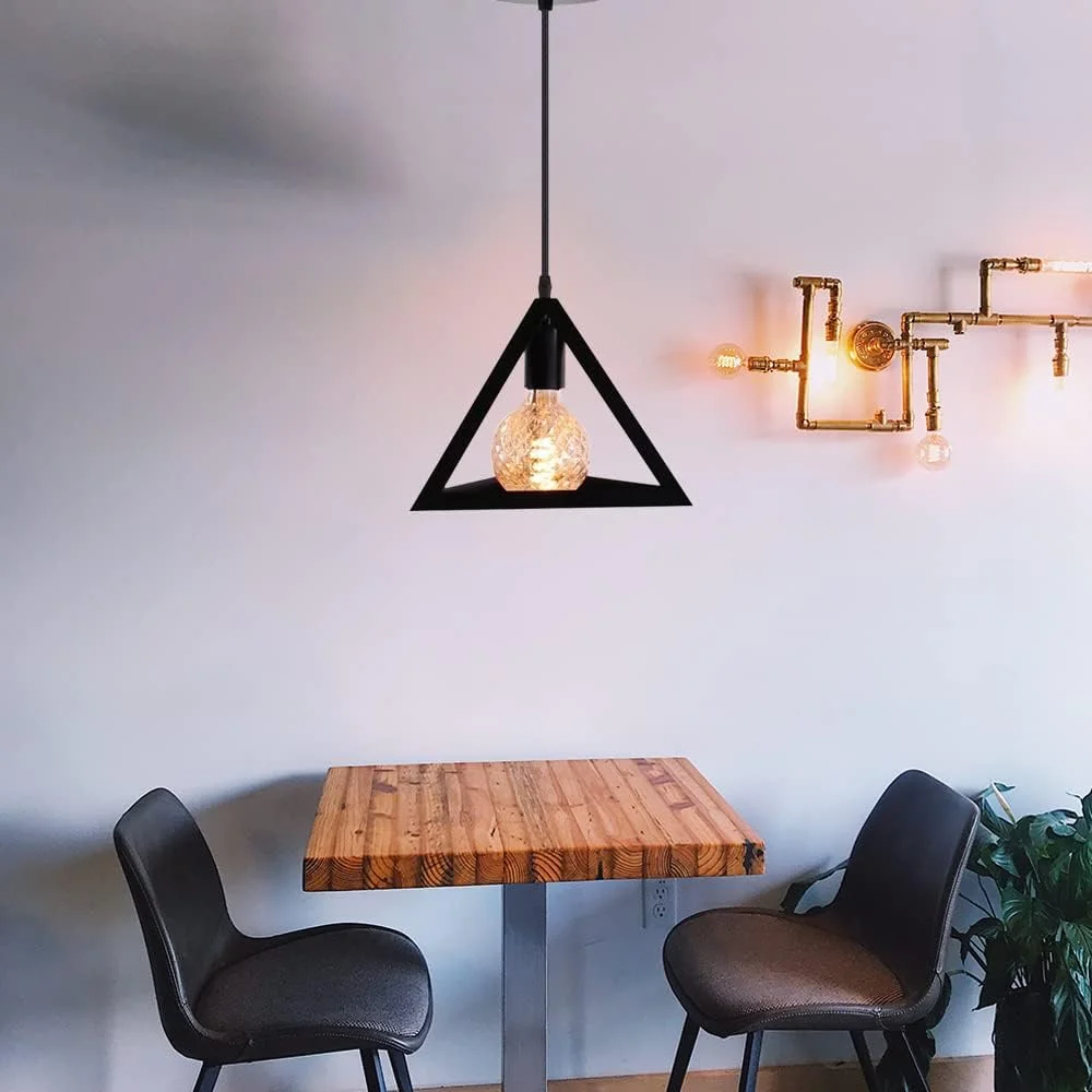 آویز تک شعله مدرن طرح مثلثی مشکی به سبک نوردیک HUA QIANG WANG (لامپ شامل نمی شود)