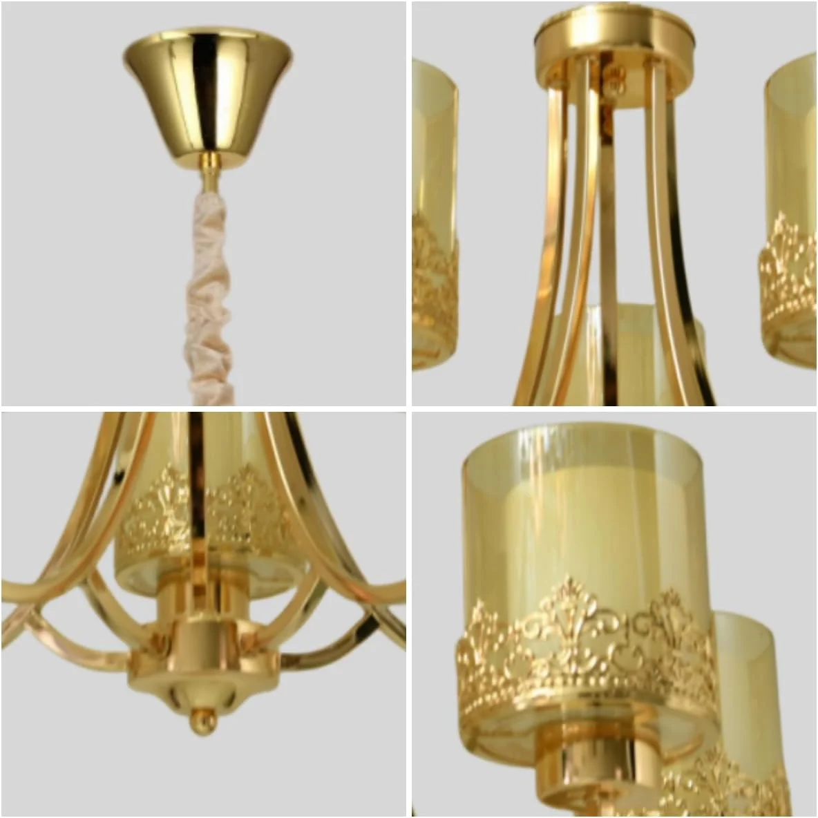 لوستر مدرن طلایی 5 شاخه HUA QIANG WANG، لوستر وینتیج به سبک خانه روستایی، چراغ آویز سقفی نیمه فلاش، مناسب برای اتاق نشیمن، اتاق غذاخوری، اتاق خواب، جزیره آشپزخانه، ورودی