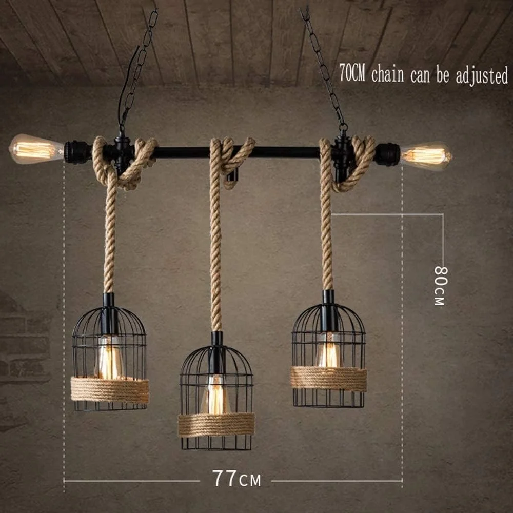 لوستر طنابی 5 شاخه HUA QIANG WANG، روشنایی آویز روستیک، چراغ آویز فلزی مشکی صنعتی، چراغ سقفی وینتیج برای اتاق نشیمن، اتاق غذاخوری، اتاق خواب، جزیره آشپزخانه لوستر طنابی 5 شاخه HUA QIANG WANG، روشنایی آویز روستیک، چراغ آویز فلزی مشکی صنعتی، چراغ سقفی وینتیج برای اتاق نشیمن، اتاق غذاخوری، اتاق خواب، جزیره آشپزخانه