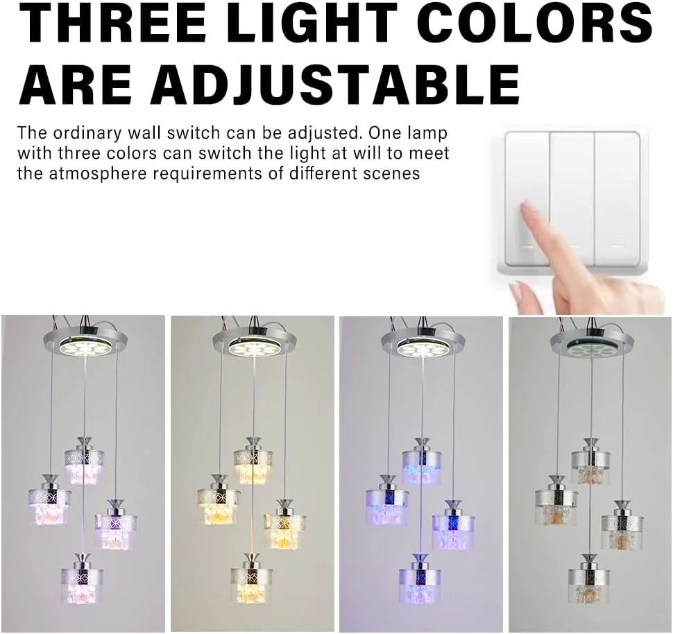 لوستر ال ای دی مدرن 3 رنگ HUA QIANG WANG به سبک لوکس نوردیک برای اتاق خواب، اتاق نشیمن، اتاق غذاخوری لوستر ال ای دی مدرن 3 رنگ HUA QIANG WANG به سبک لوکس نوردیک برای اتاق خواب، اتاق نشیمن، اتاق غذاخوری