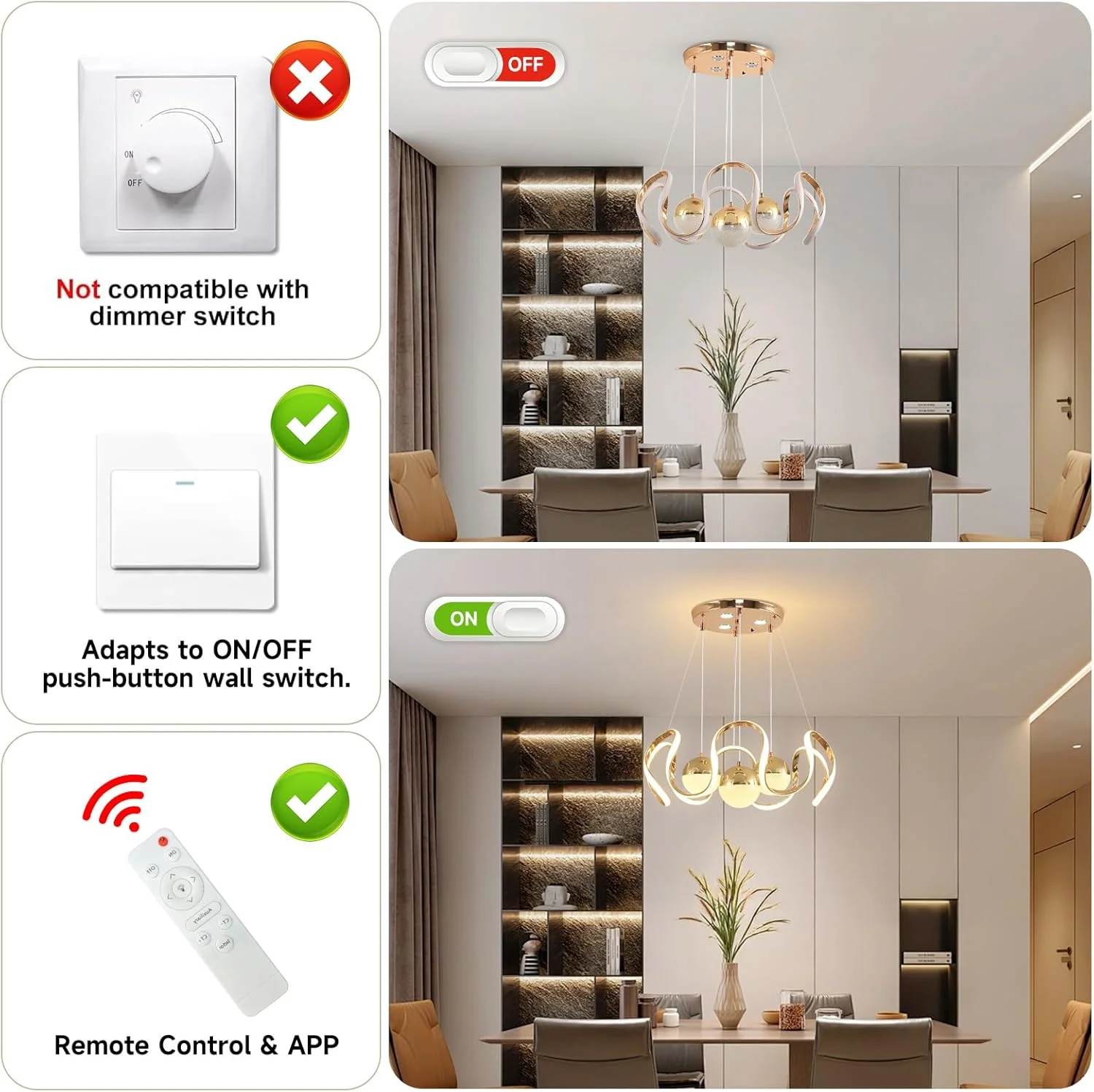 لوستر ال ای دی مدرن و دیمر پذیر هوا چیانگ وانگ با کنترل از راه دور، لوستر آویز سقفی ال ای دی 3 رنگ برای اتاق خواب، اتاق نشیمن، اتاق غذاخوری، جزیره آشپزخانه (طلایی) لوستر ال ای دی مدرن و دیمر پذیر هوا چیانگ وانگ با کنترل از راه دور، لوستر آویز سقفی ال ای دی 3 رنگ برای اتاق خواب، اتاق نشیمن، اتاق غذاخوری، جزیره آشپزخانه (طلایی)